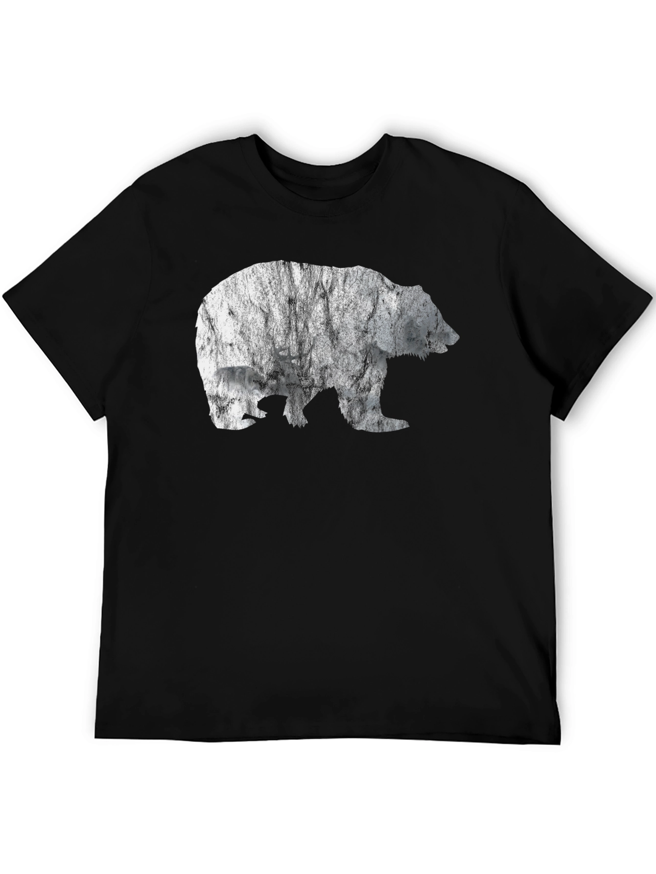Bear Graphic Print Tee - Black