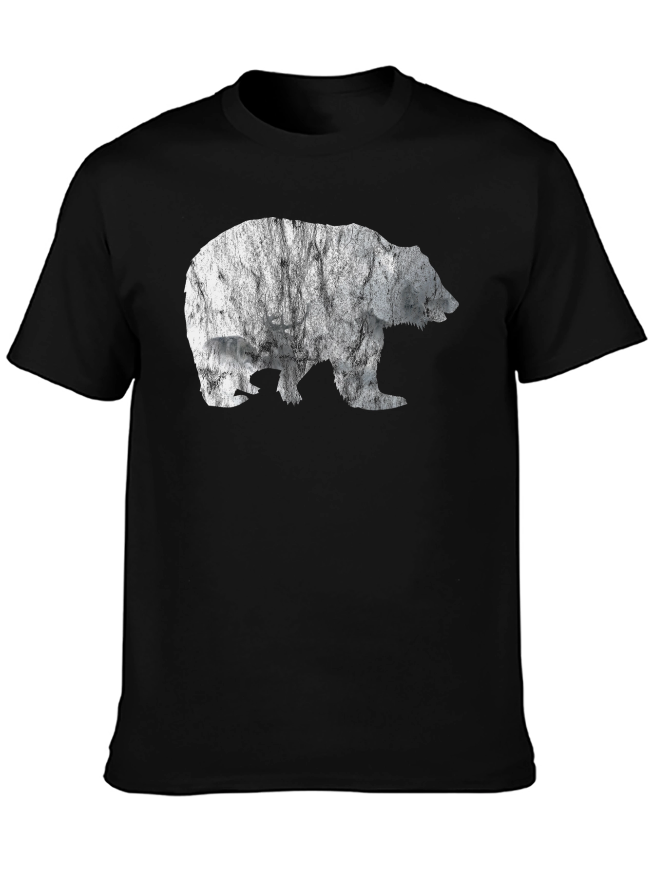 Bear Graphic Print Tee - Black