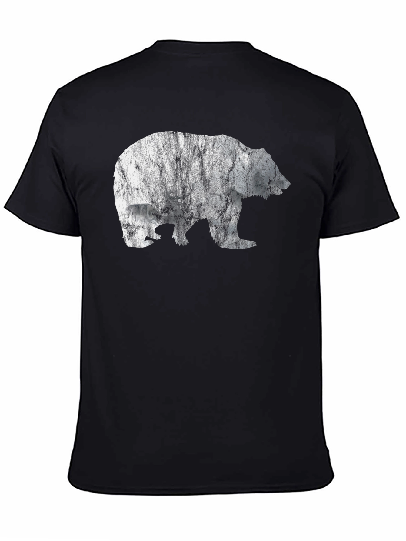 Bear Graphic Print Tee - Black