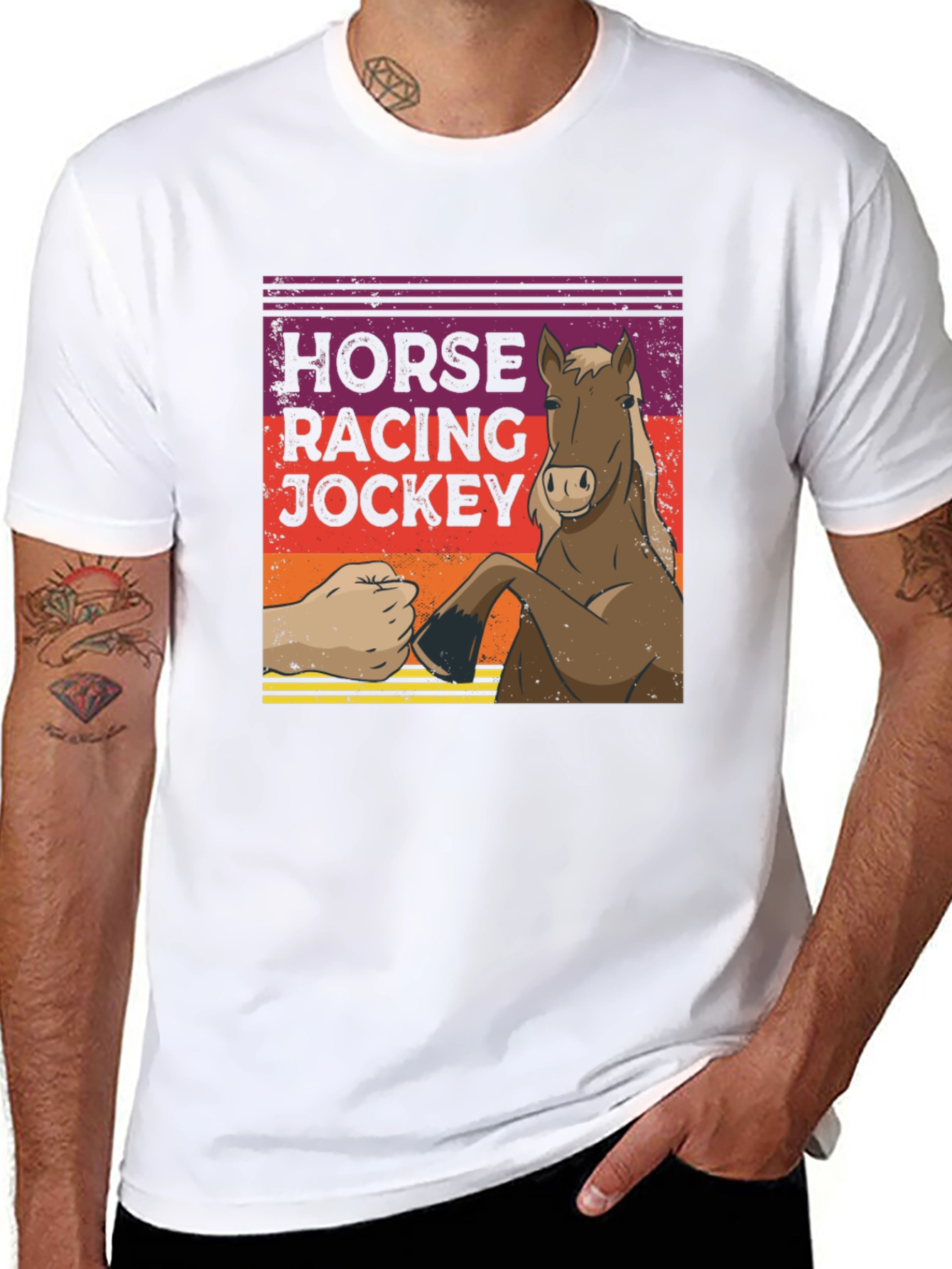 Horse Racing Jockey Fist Bump Graphic Tee