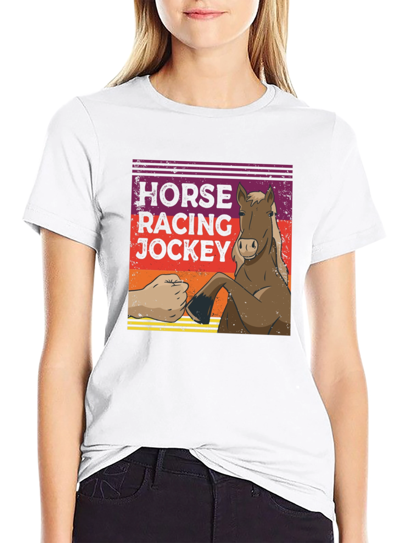 Horse Racing Jockey Fist Bump Graphic Tee