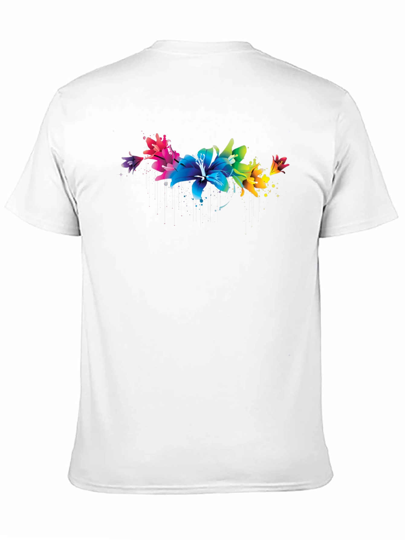 Rainbow Lily Graphic Print Black T-Shirt