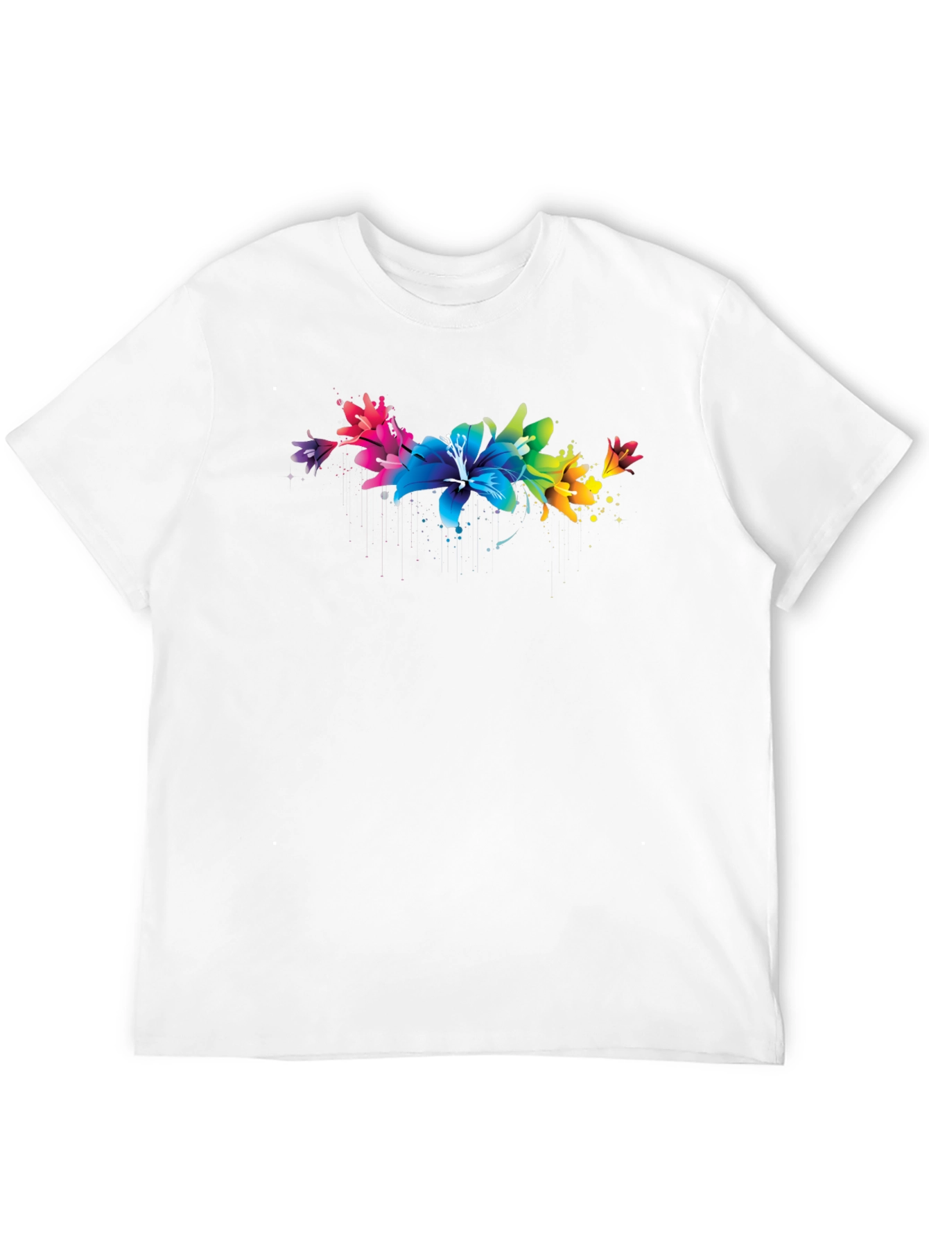Rainbow Lily Graphic Print Black T-Shirt