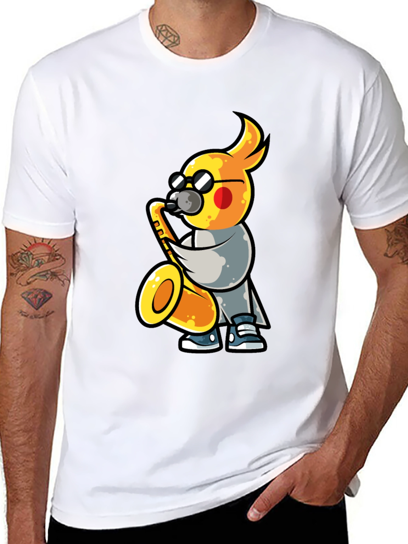 Cool Cockatiel Saxophone Player T-Shirt