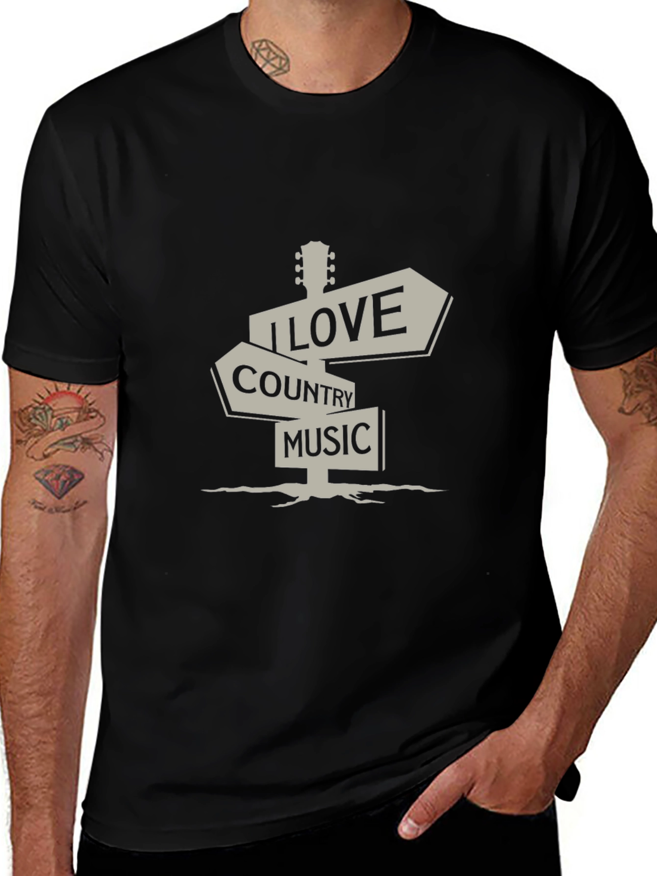 Country Music T-Shirt - I Love Country Music Sign