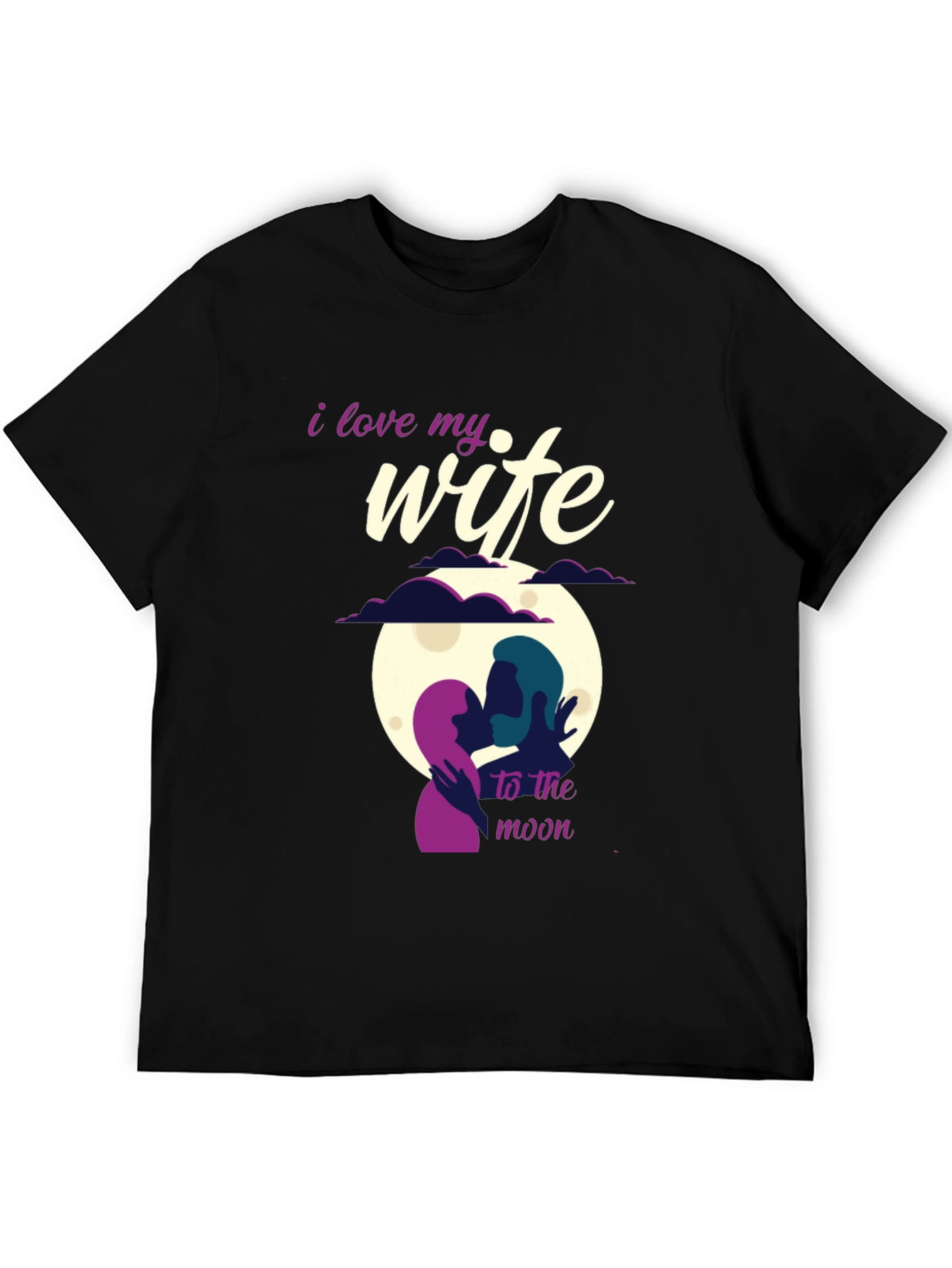 I Love My Wife to the Moon Black T-Shirt