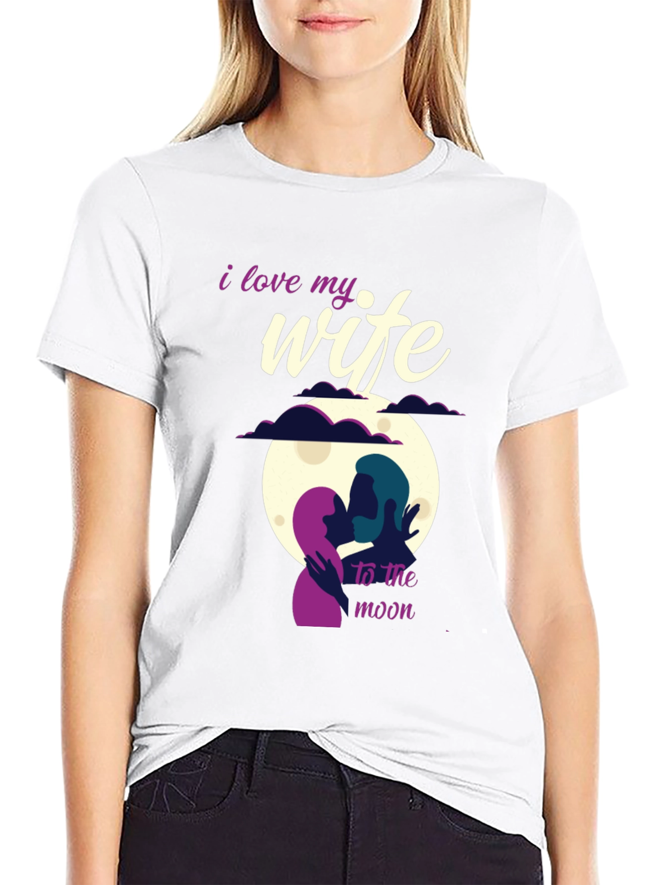 I Love My Wife to the Moon Black T-Shirt