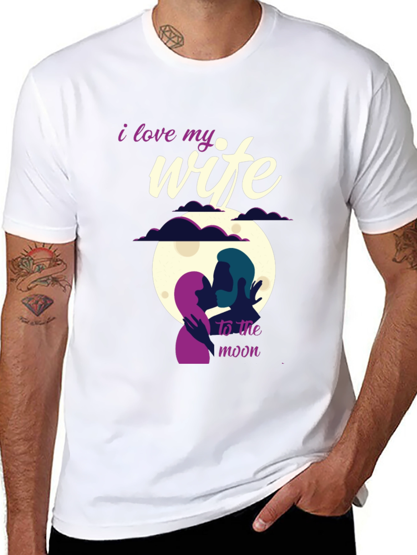 I Love My Wife to the Moon Black T-Shirt