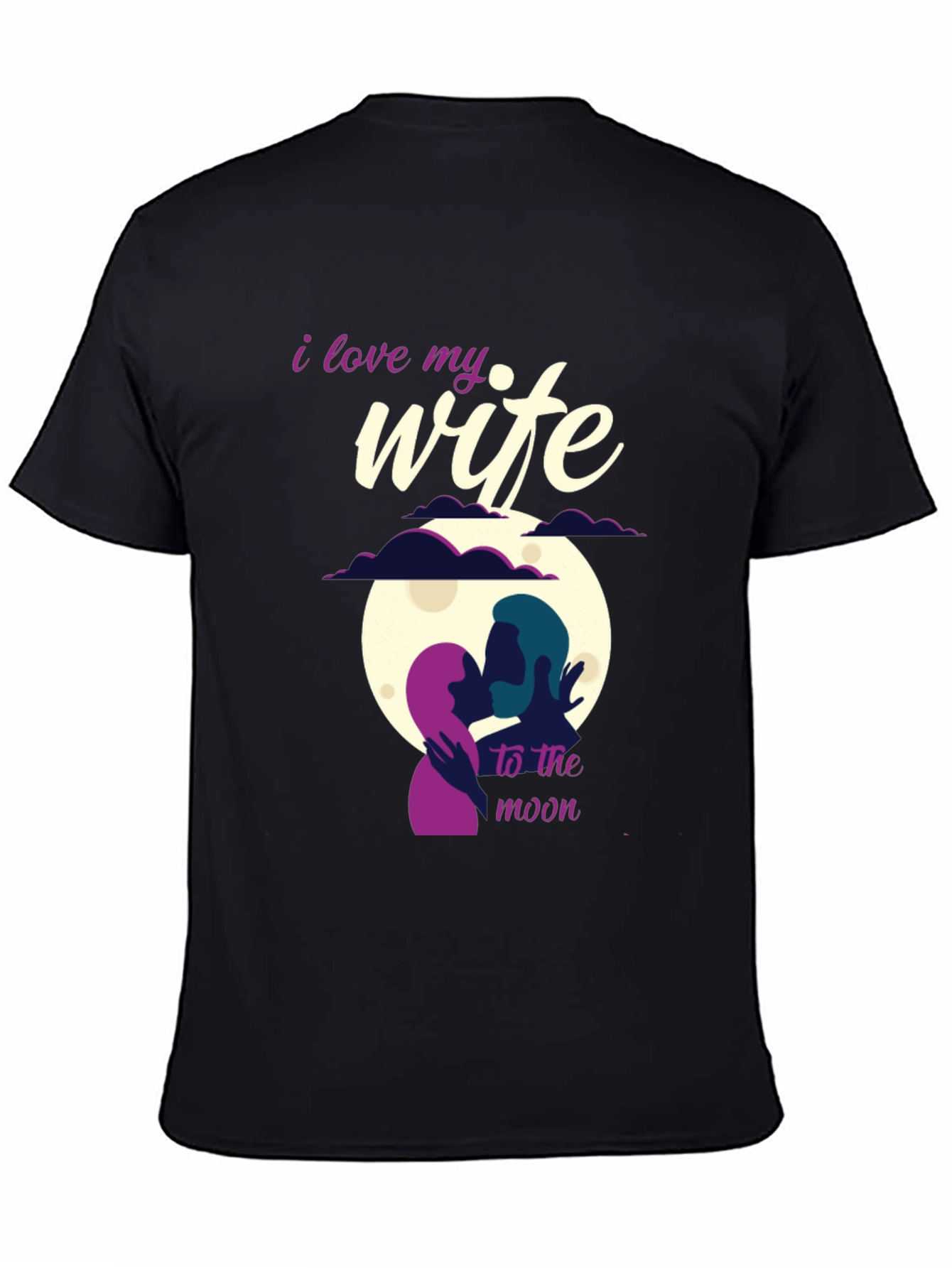 I Love My Wife to the Moon Black T-Shirt