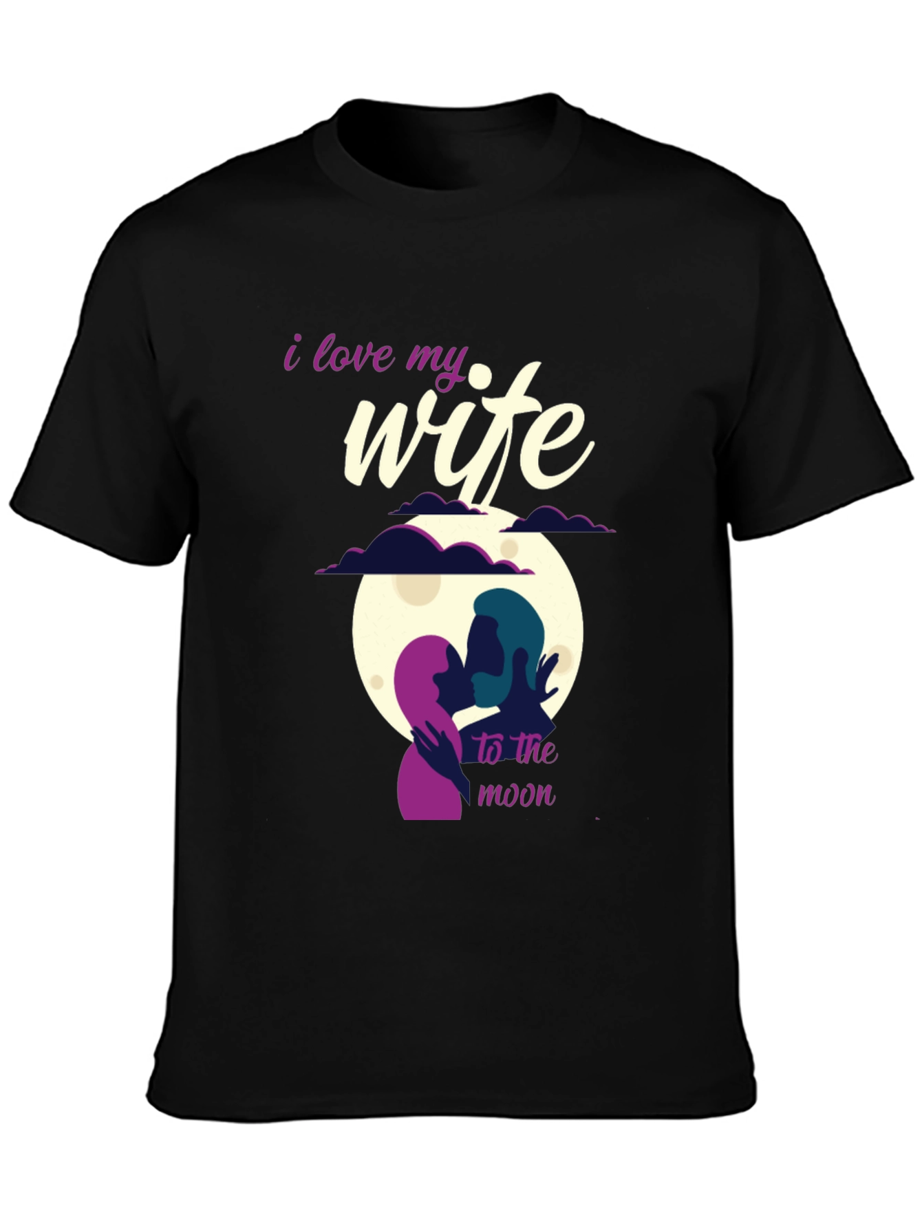I Love My Wife to the Moon Black T-Shirt