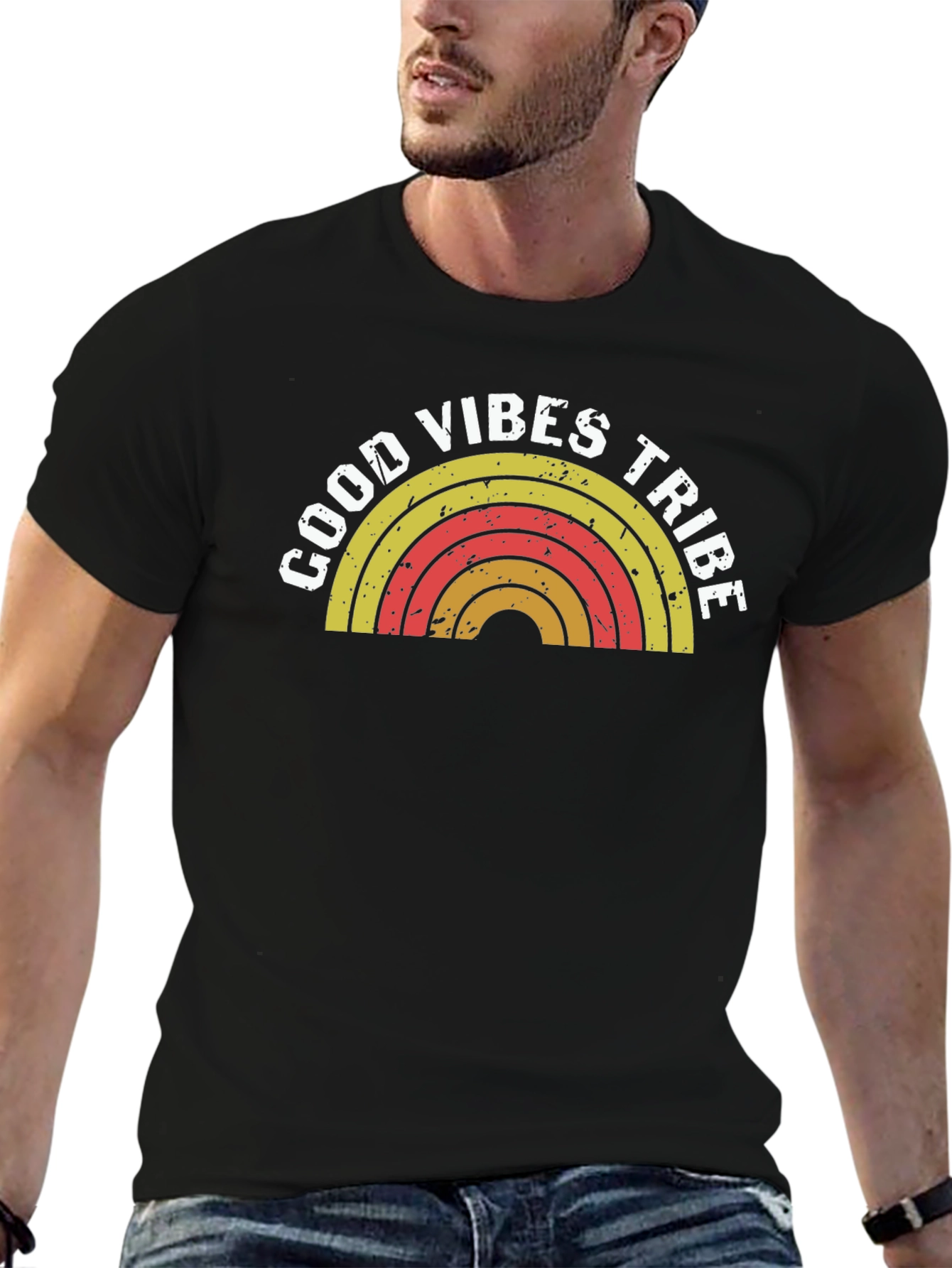 Good Vibes Tribe Retro Graphic Tee - Black