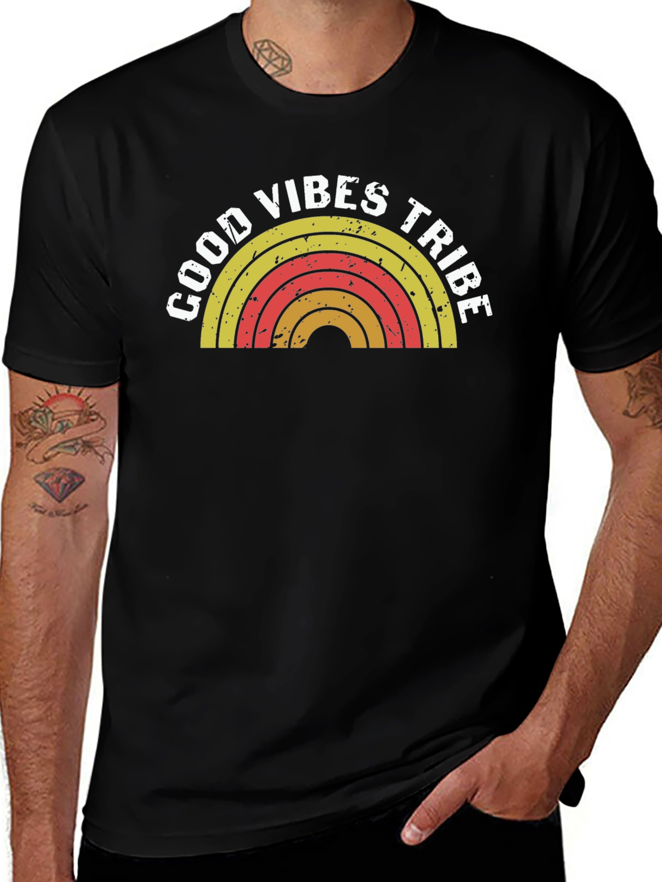 Good Vibes Tribe Retro Graphic Tee - Black