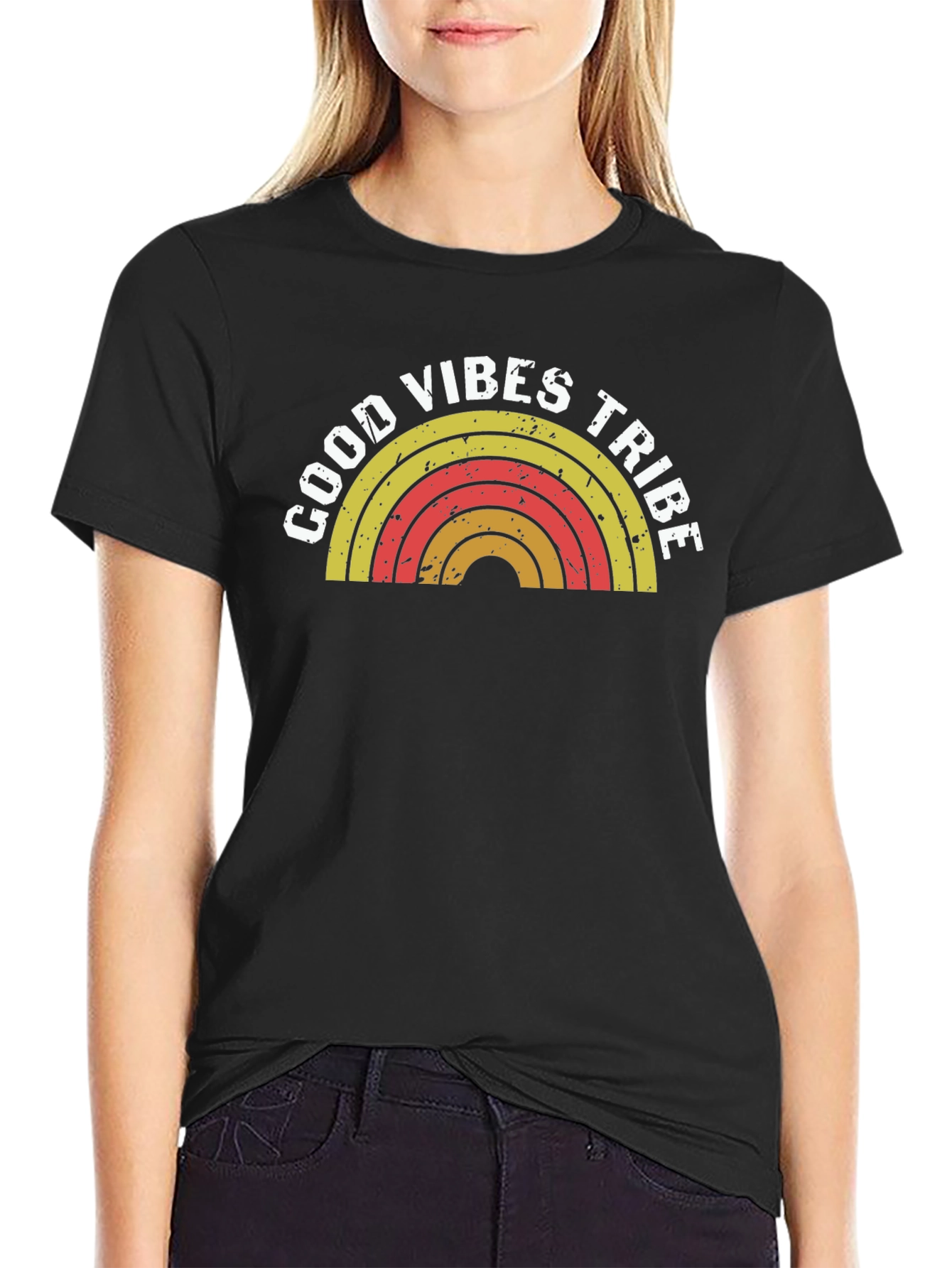 Good Vibes Tribe Retro Graphic Tee - Black