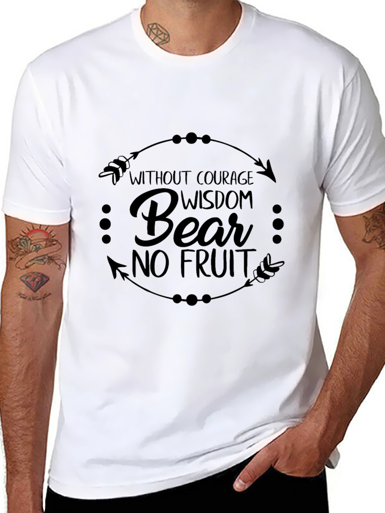 Wisdom Bear Fruit Graphic Tee - Black