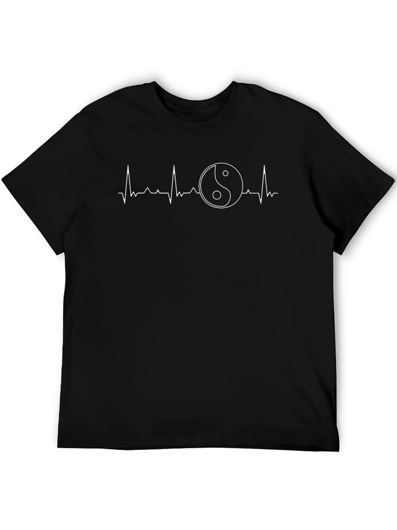 Yin Yang Heartbeat Black T-Shirt