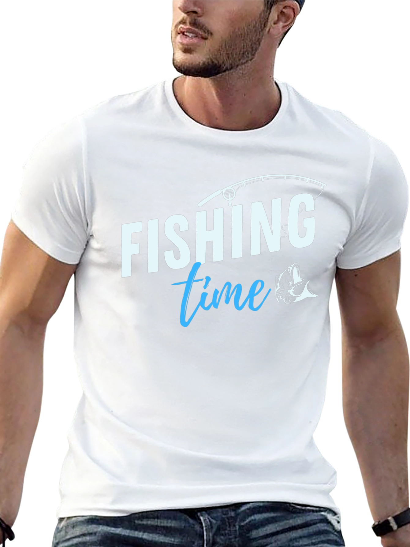 Fishing Time T-Shirt - Black Crew Neck Tee
