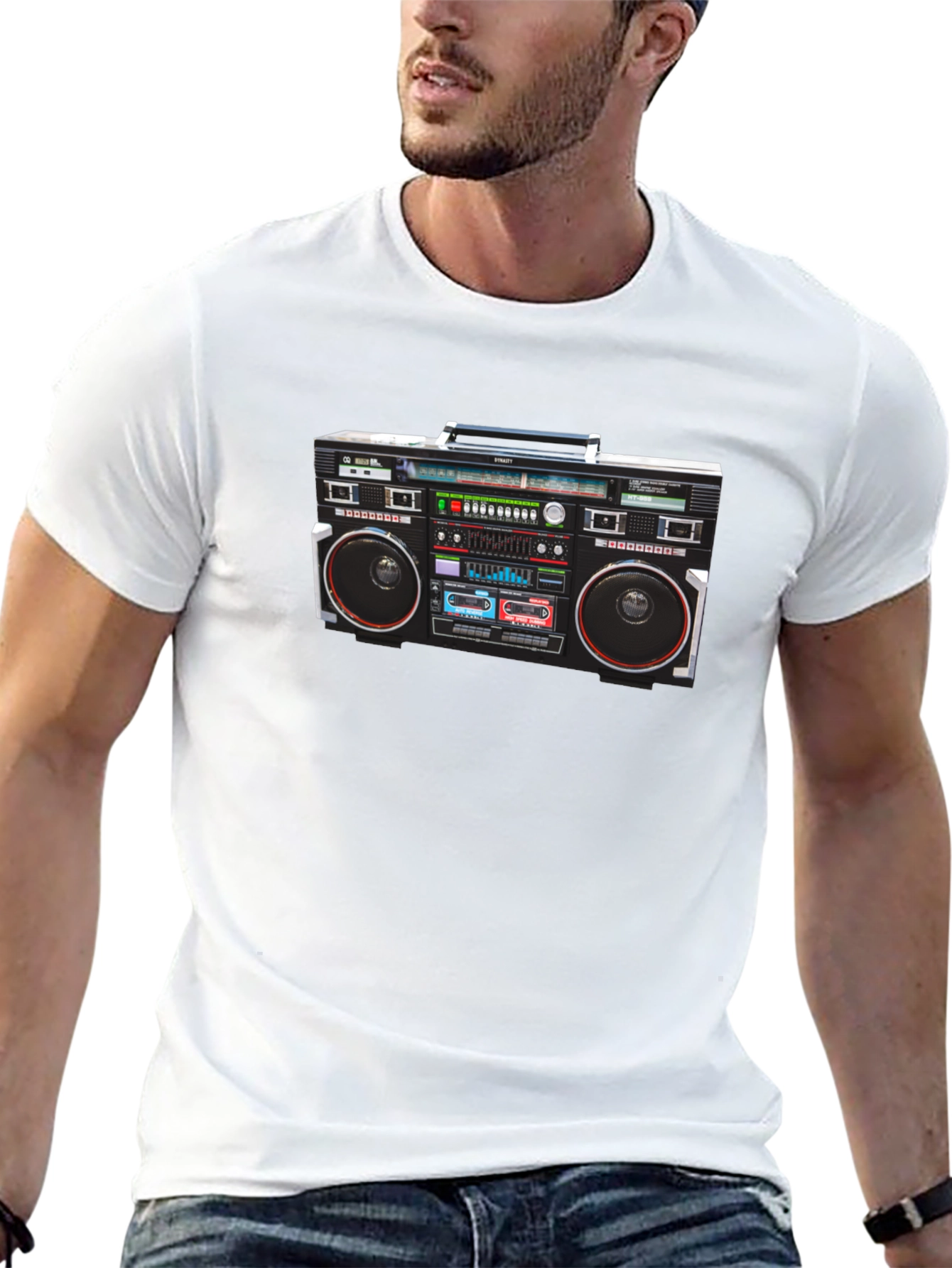 Retro Boombox Graphic T-Shirt - Classic 80s Style
