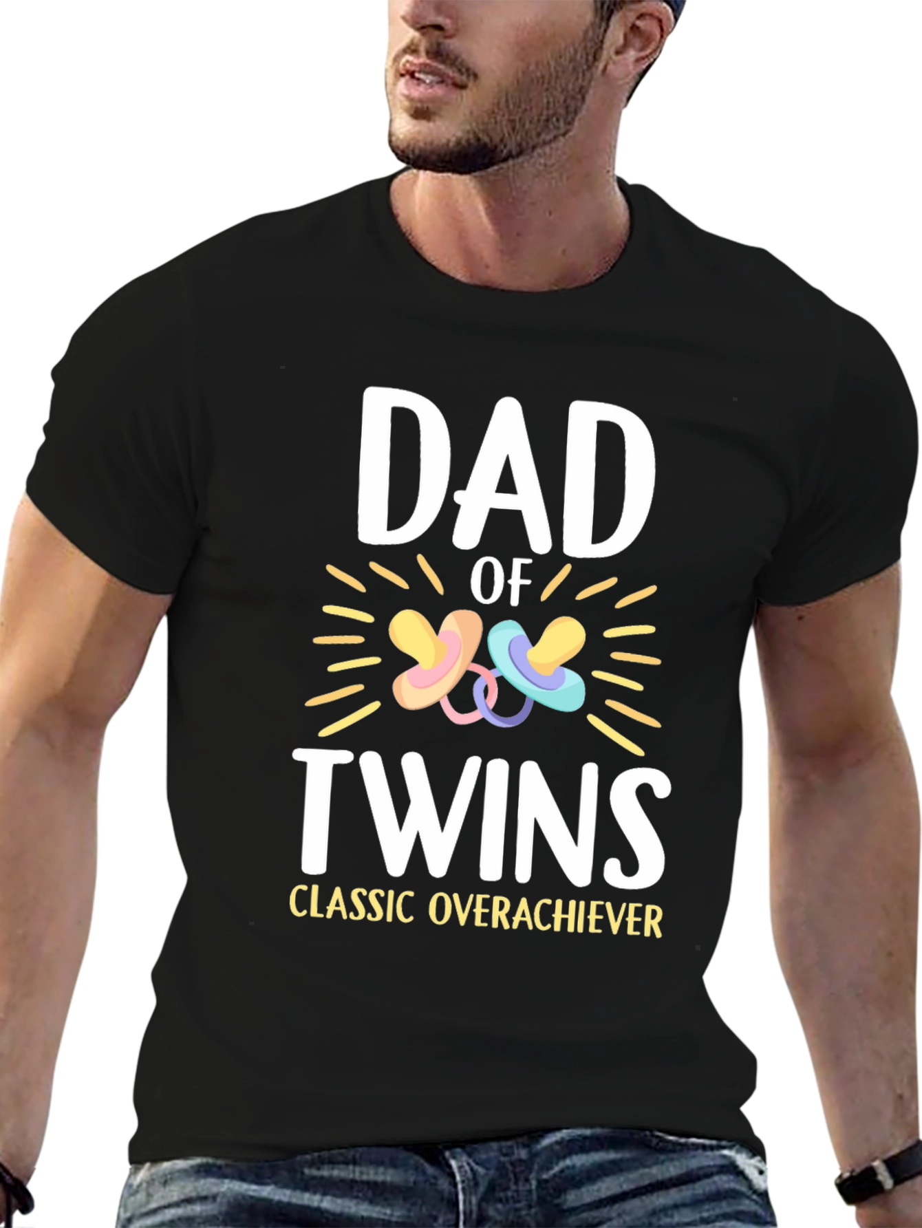 Dad of Twins T-Shirt - Classic Overachiever Tee