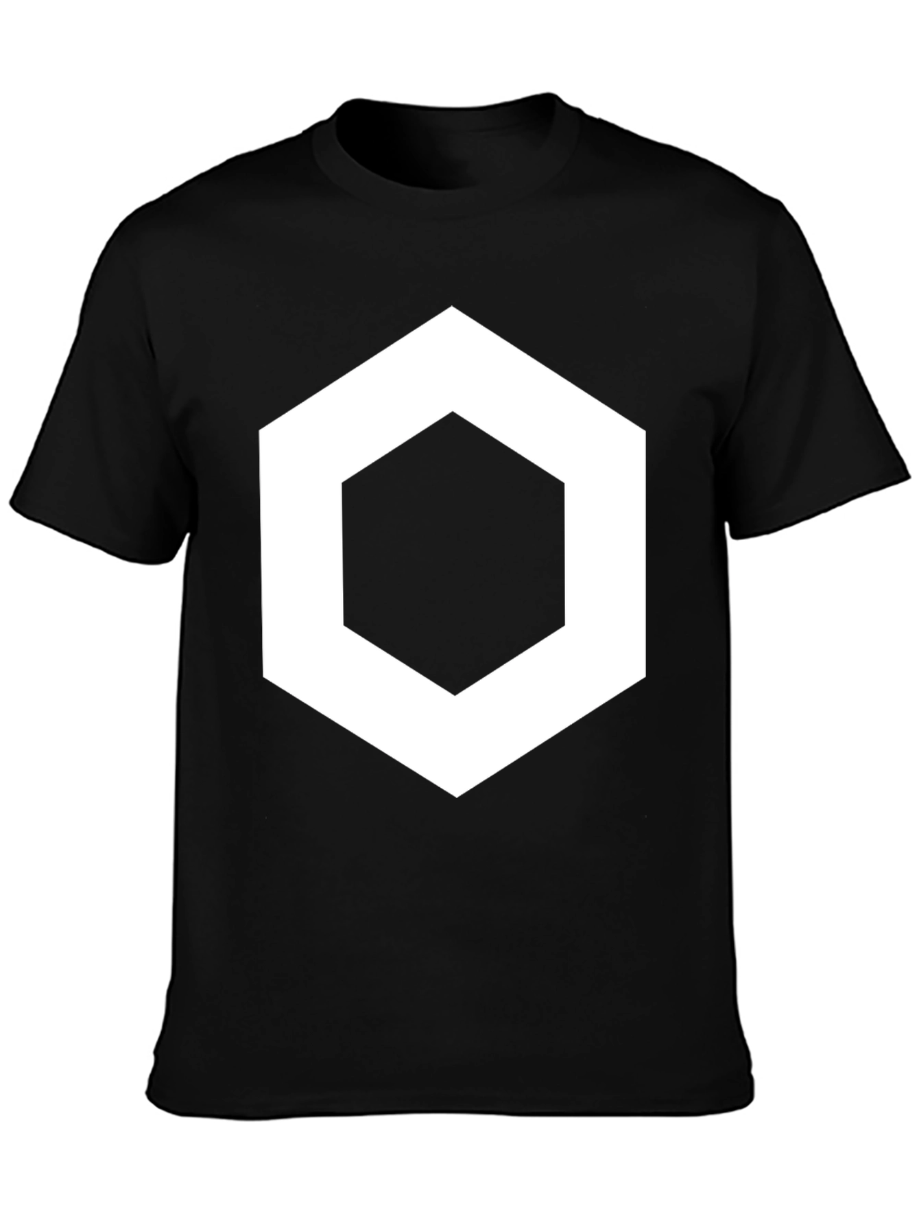 Geometric Hexagon Graphic Black T-Shirt