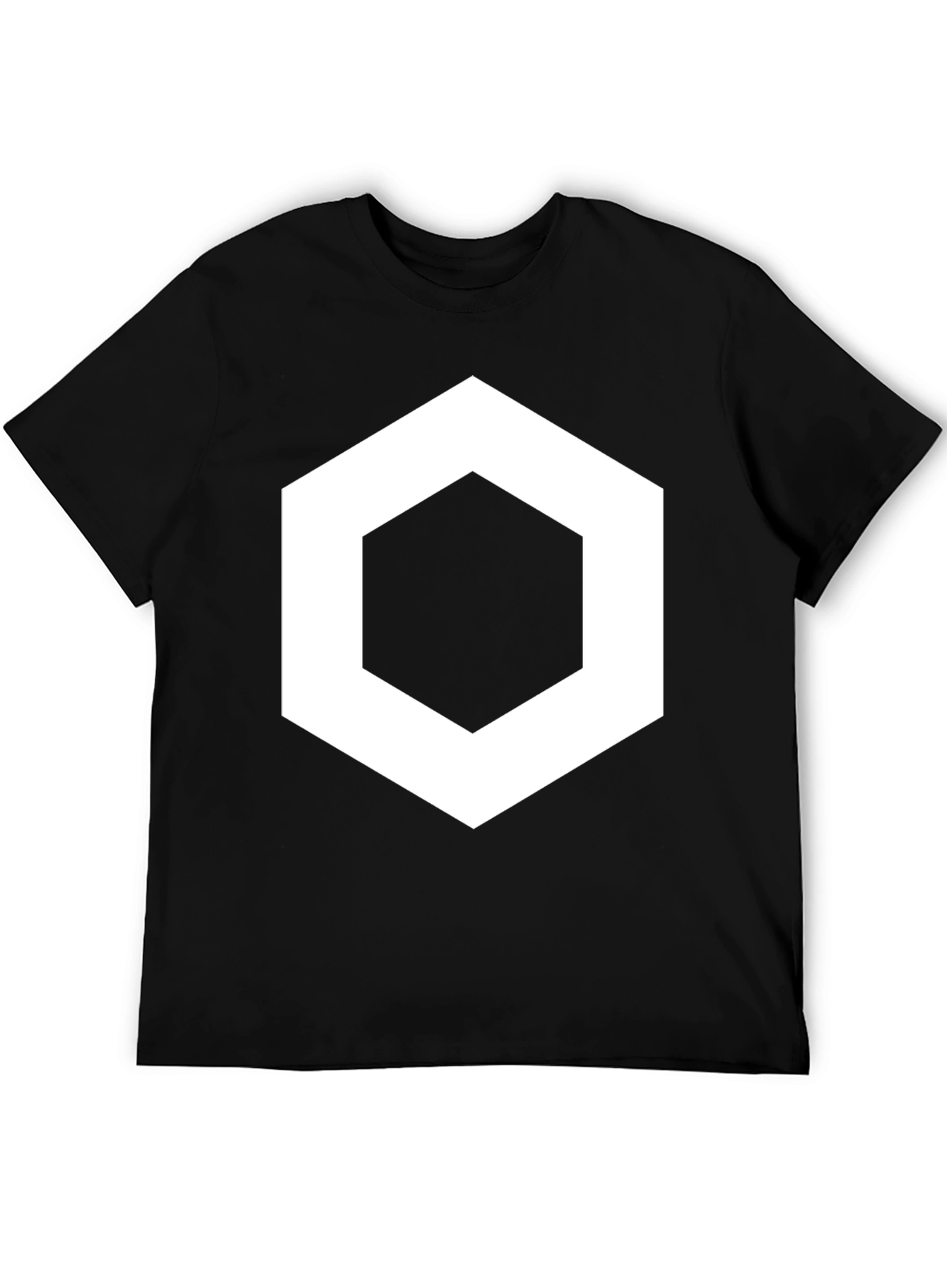 Geometric Hexagon Graphic Black T-Shirt