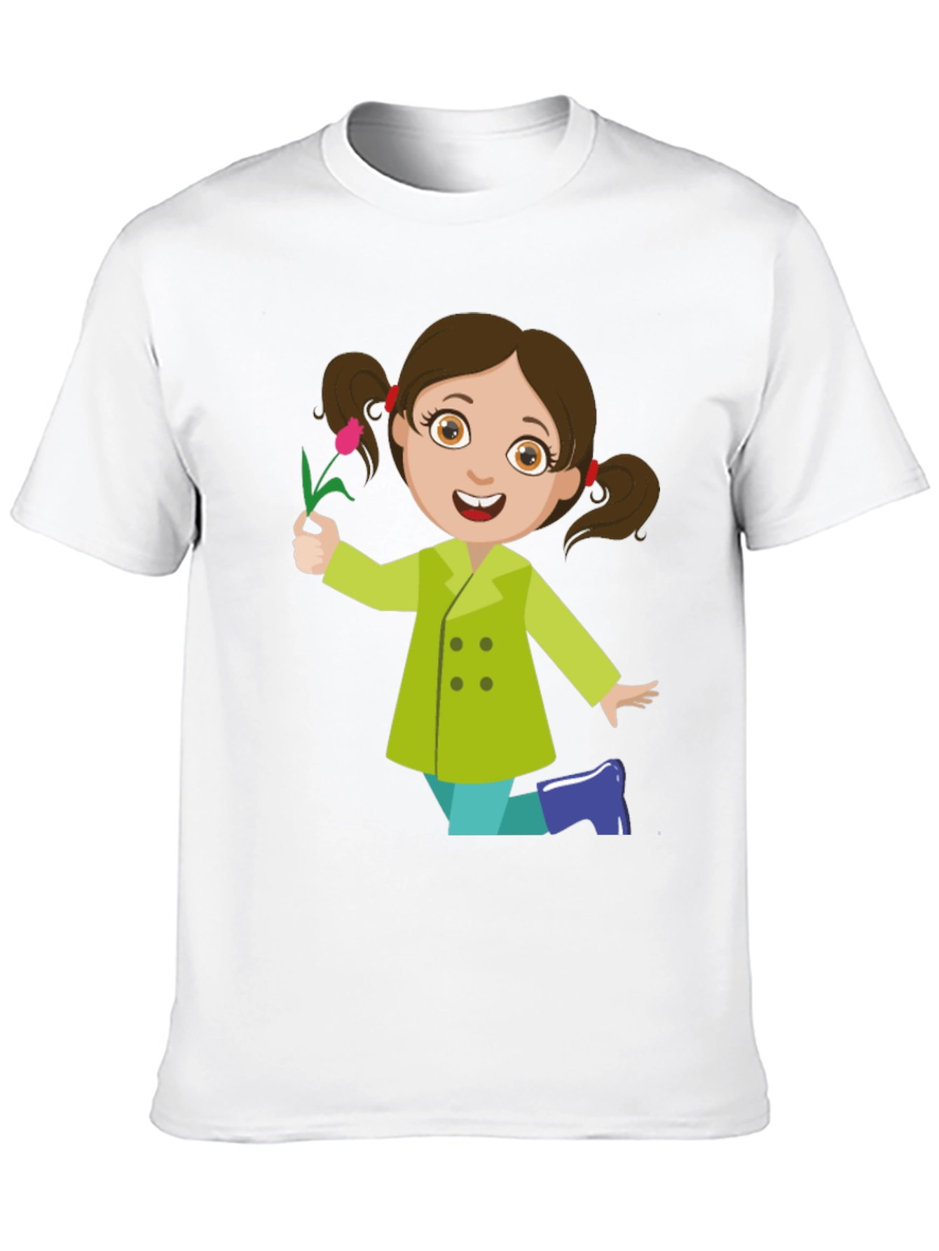 Cute Girl Graphic Tee - Black Cotton Blend Shirt