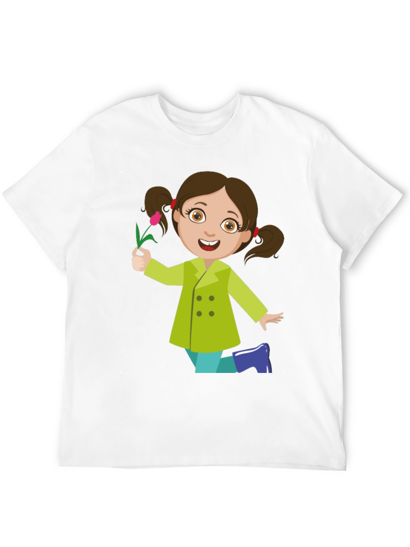 Cute Girl Graphic Tee - Black Cotton Blend Shirt