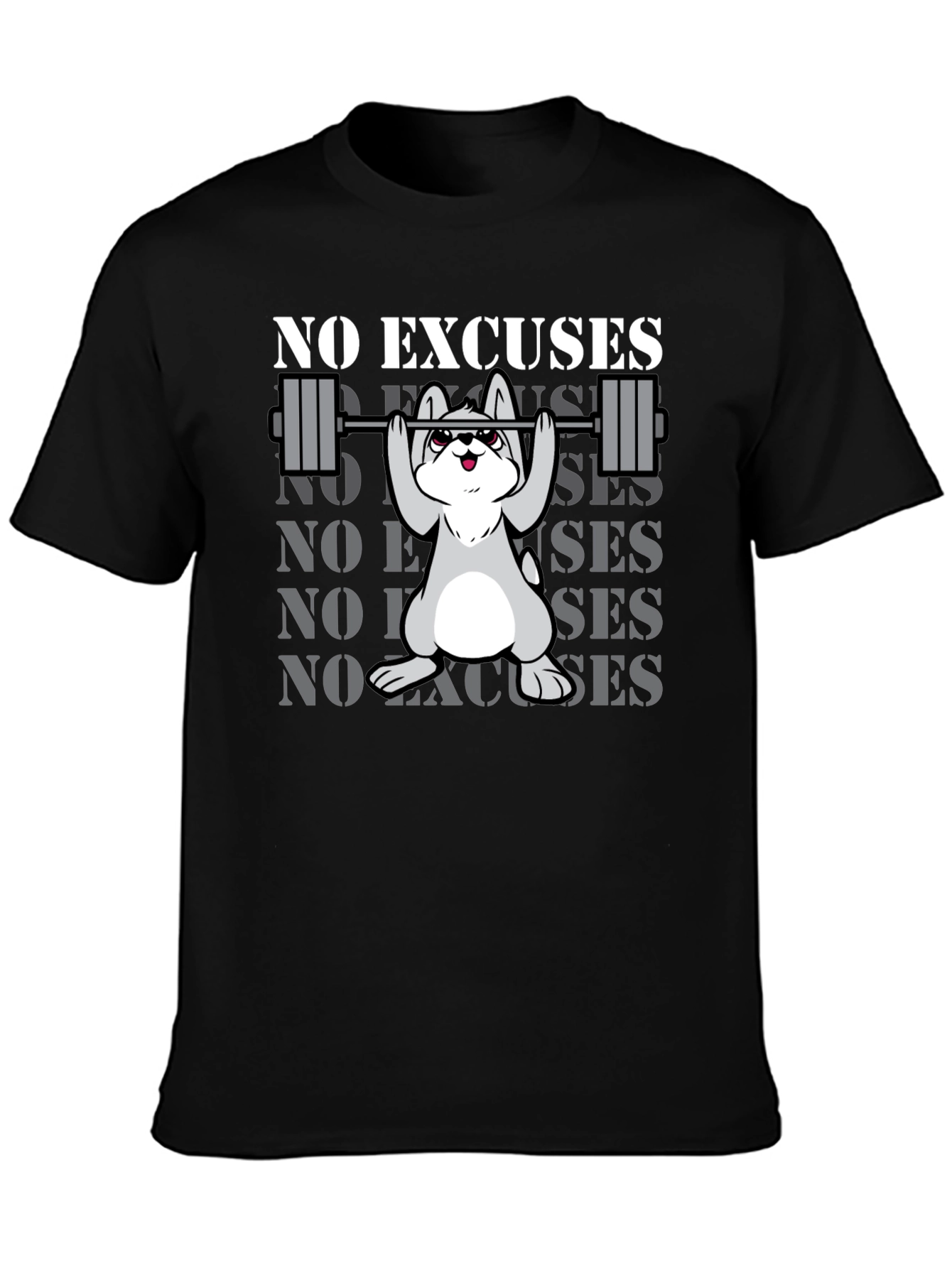 No Excuses Dog Gym T-Shirt - Black Cotton Blend