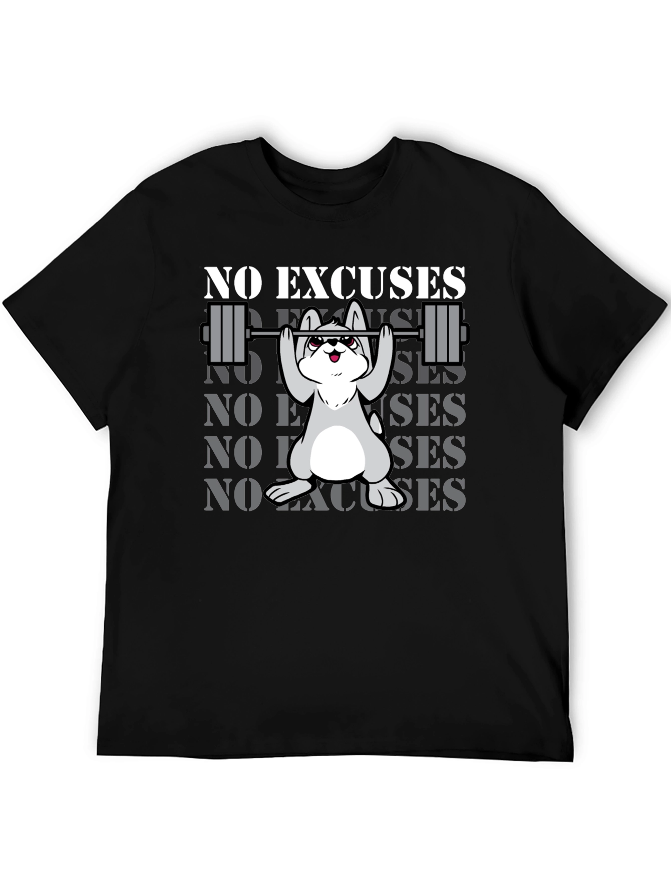 No Excuses Dog Gym T-Shirt - Black Cotton Blend