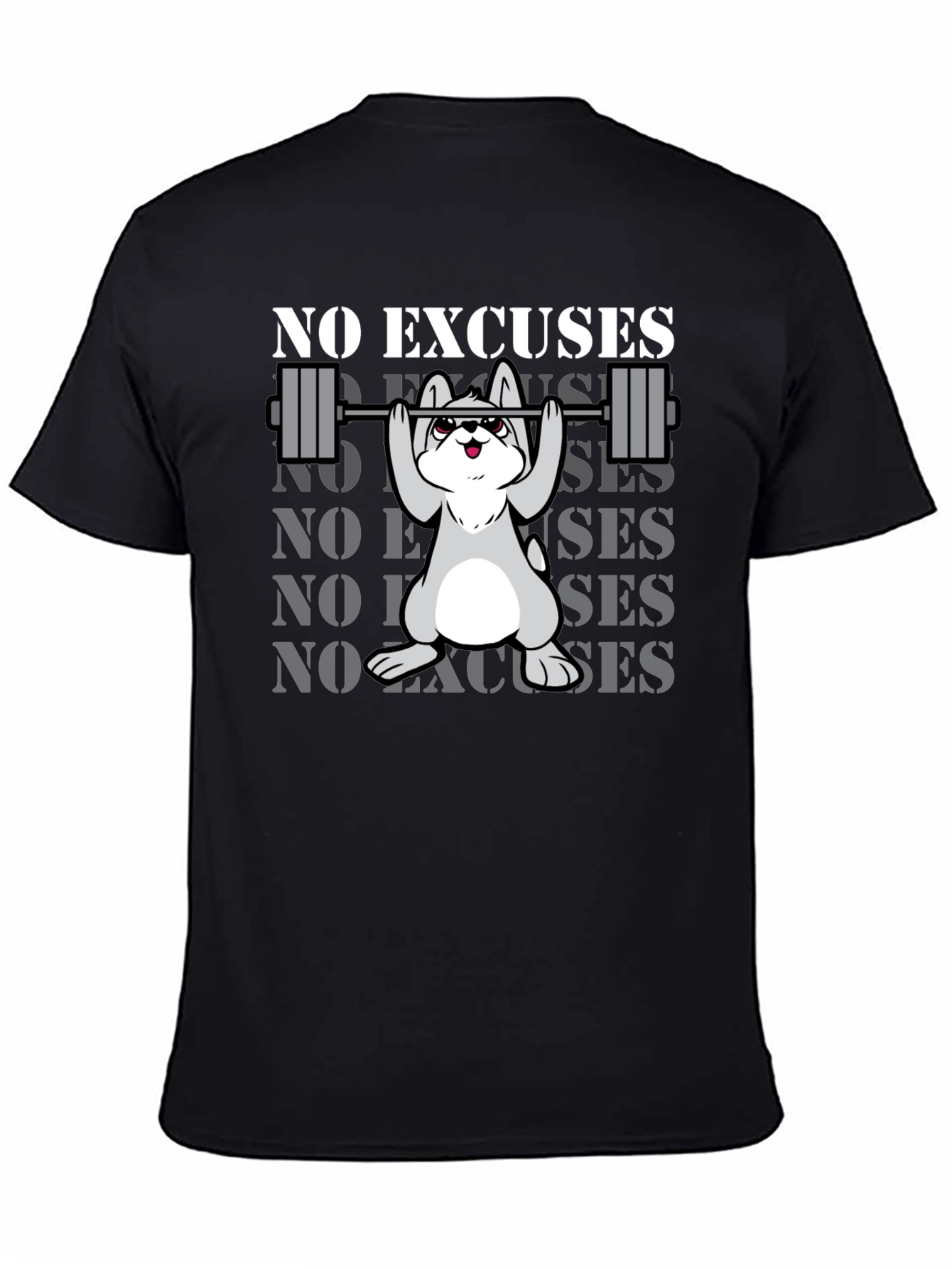 No Excuses Dog Gym T-Shirt - Black Cotton Blend