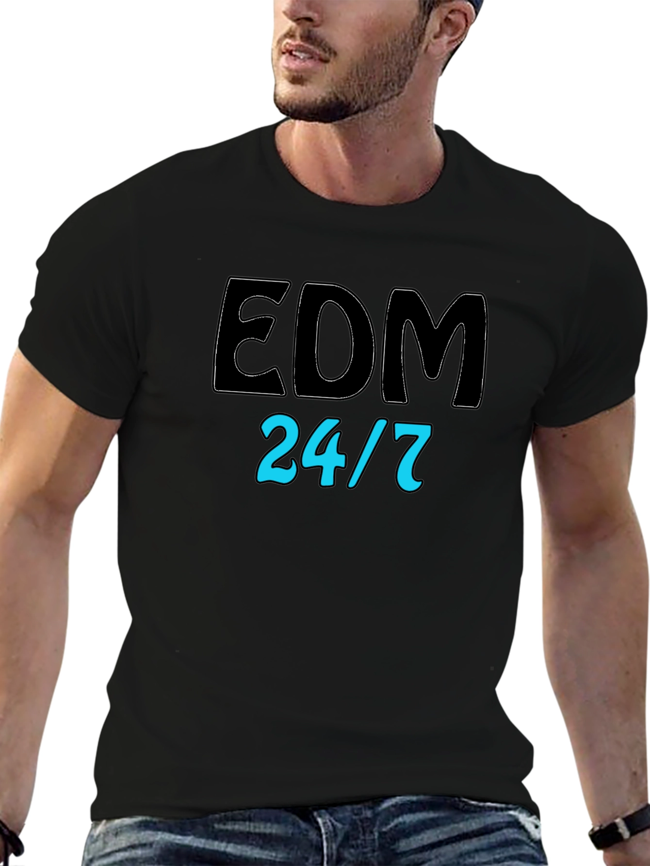 EDM 24/7 Black Graphic Tee