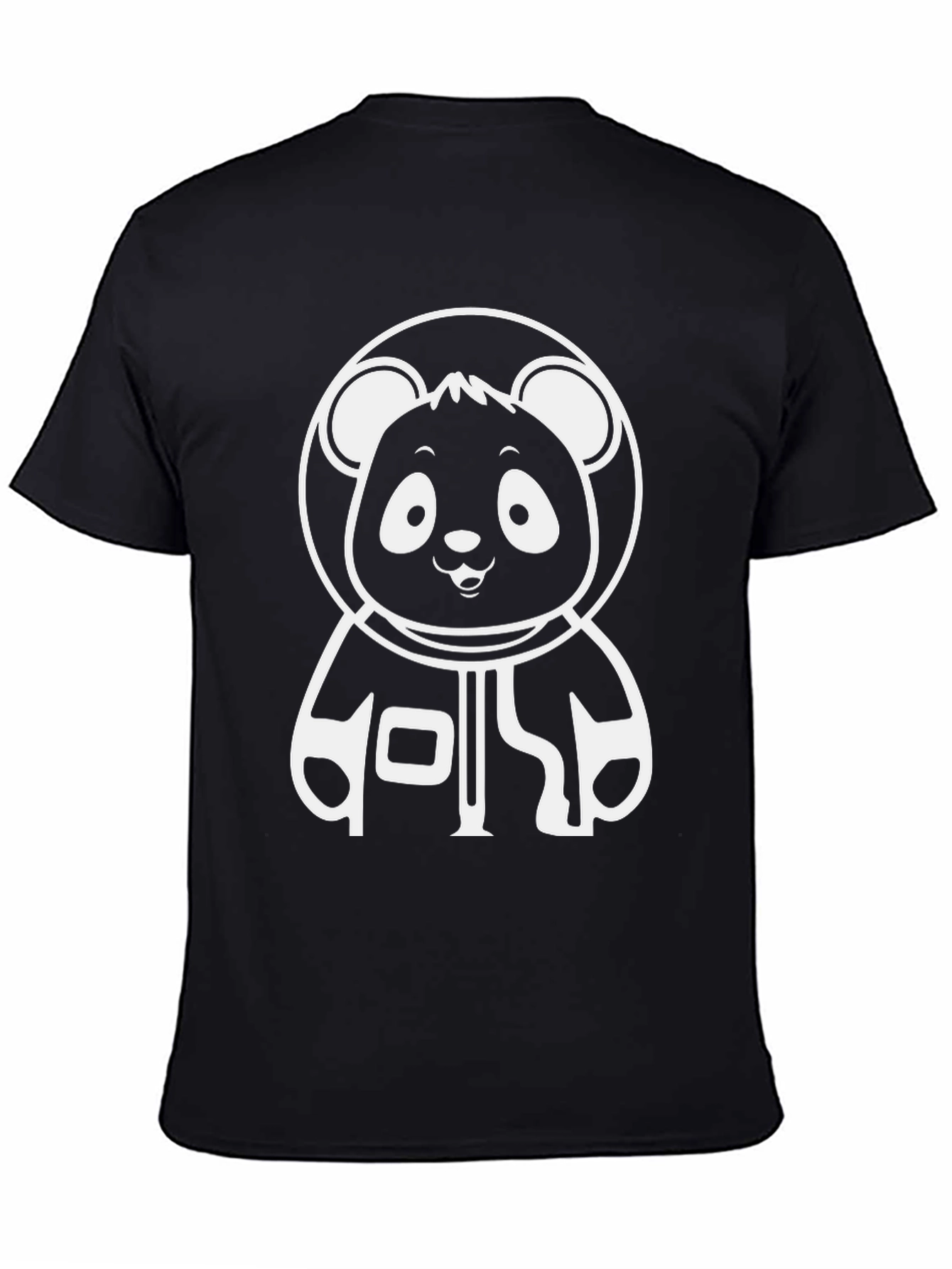 Panda Astronaut Graphic Tee - Black Cotton Blend