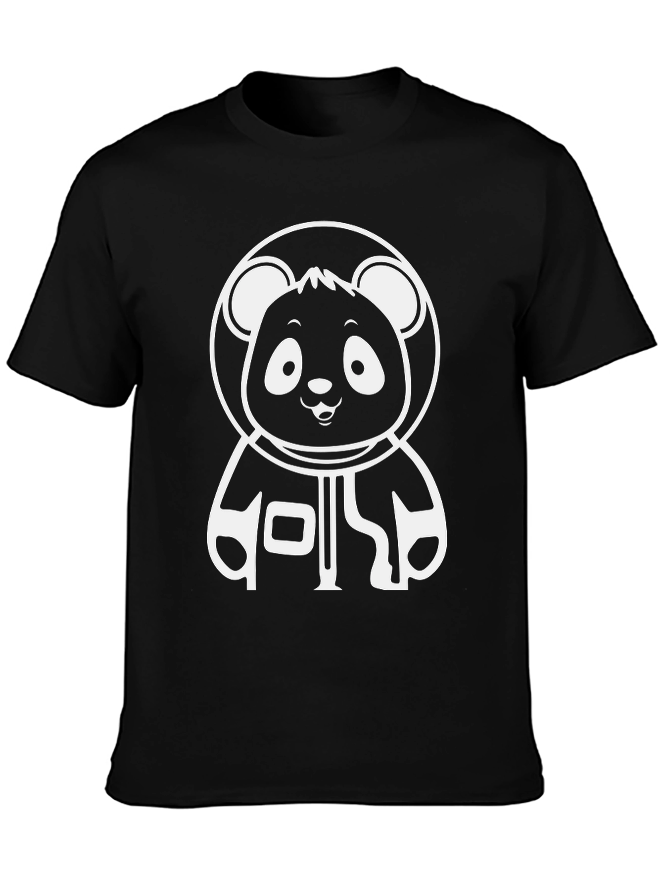 Panda Astronaut Graphic Tee - Black Cotton Blend