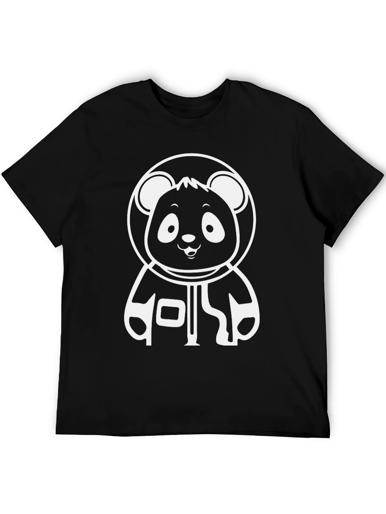 Panda Astronaut Graphic Tee - Black Cotton Blend