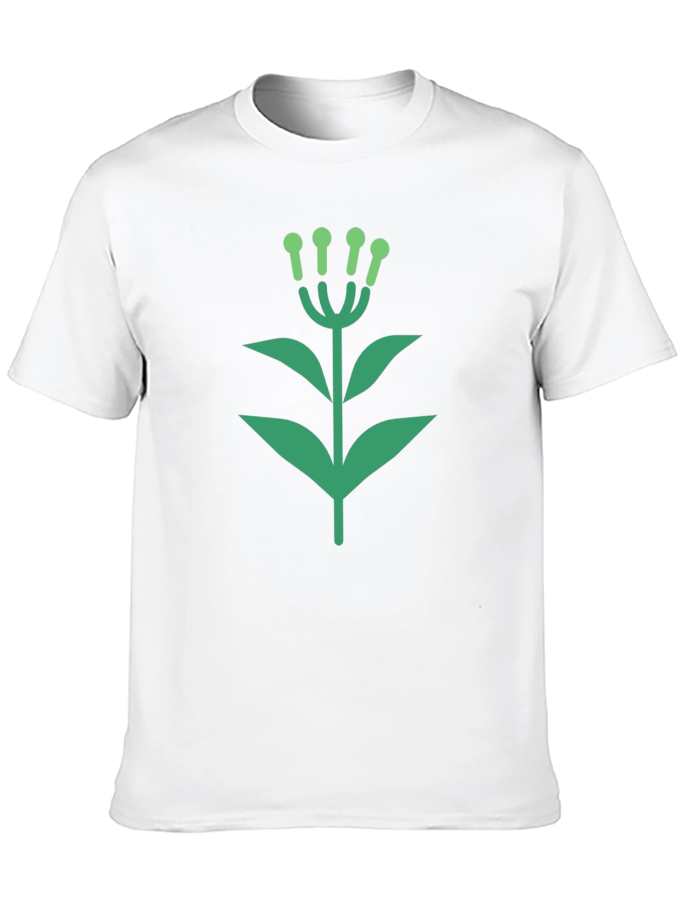 Green Floral Graphic Black T-Shirt