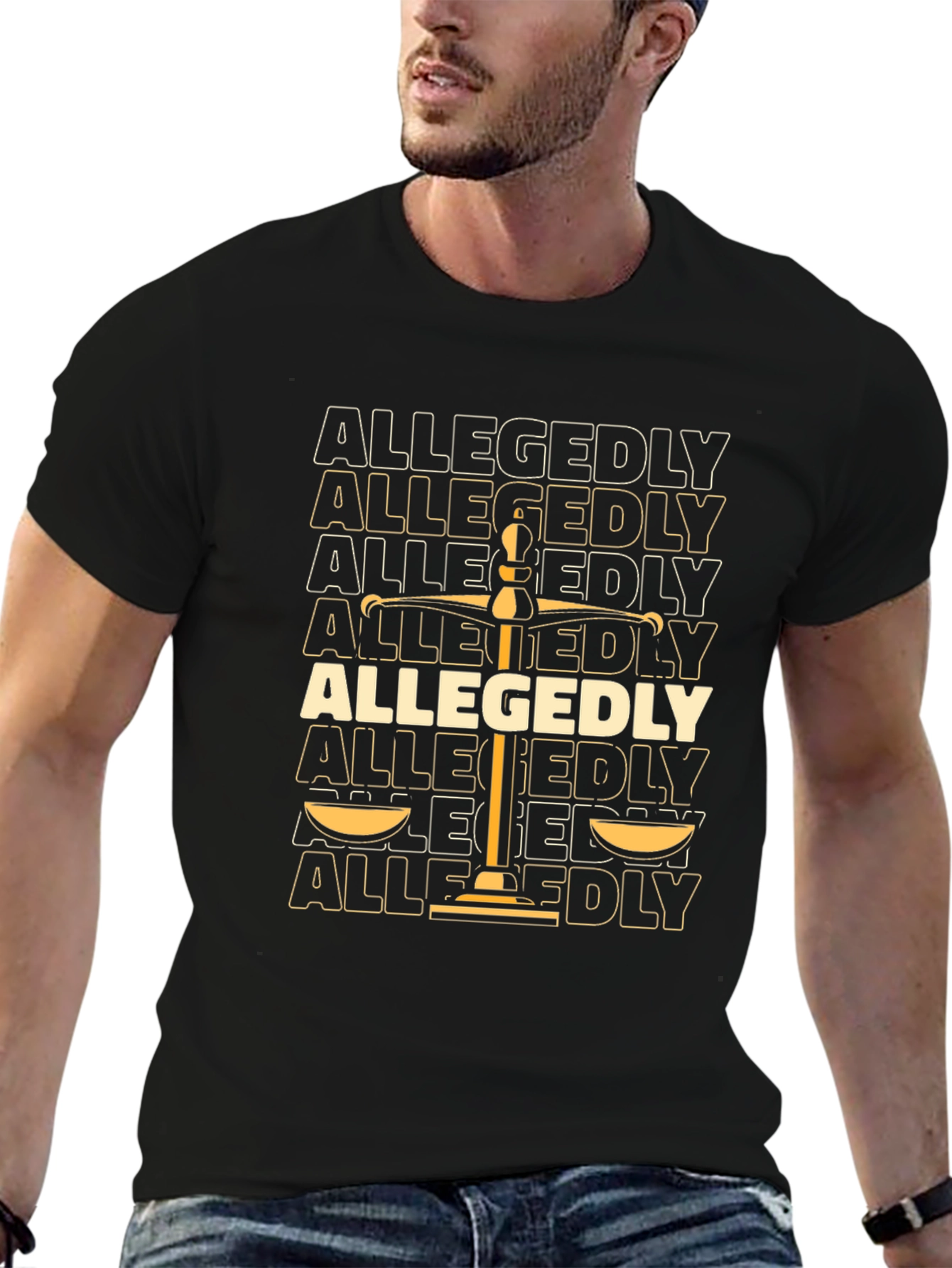 Allegedly Scales of Justice Graphic T-Shirt