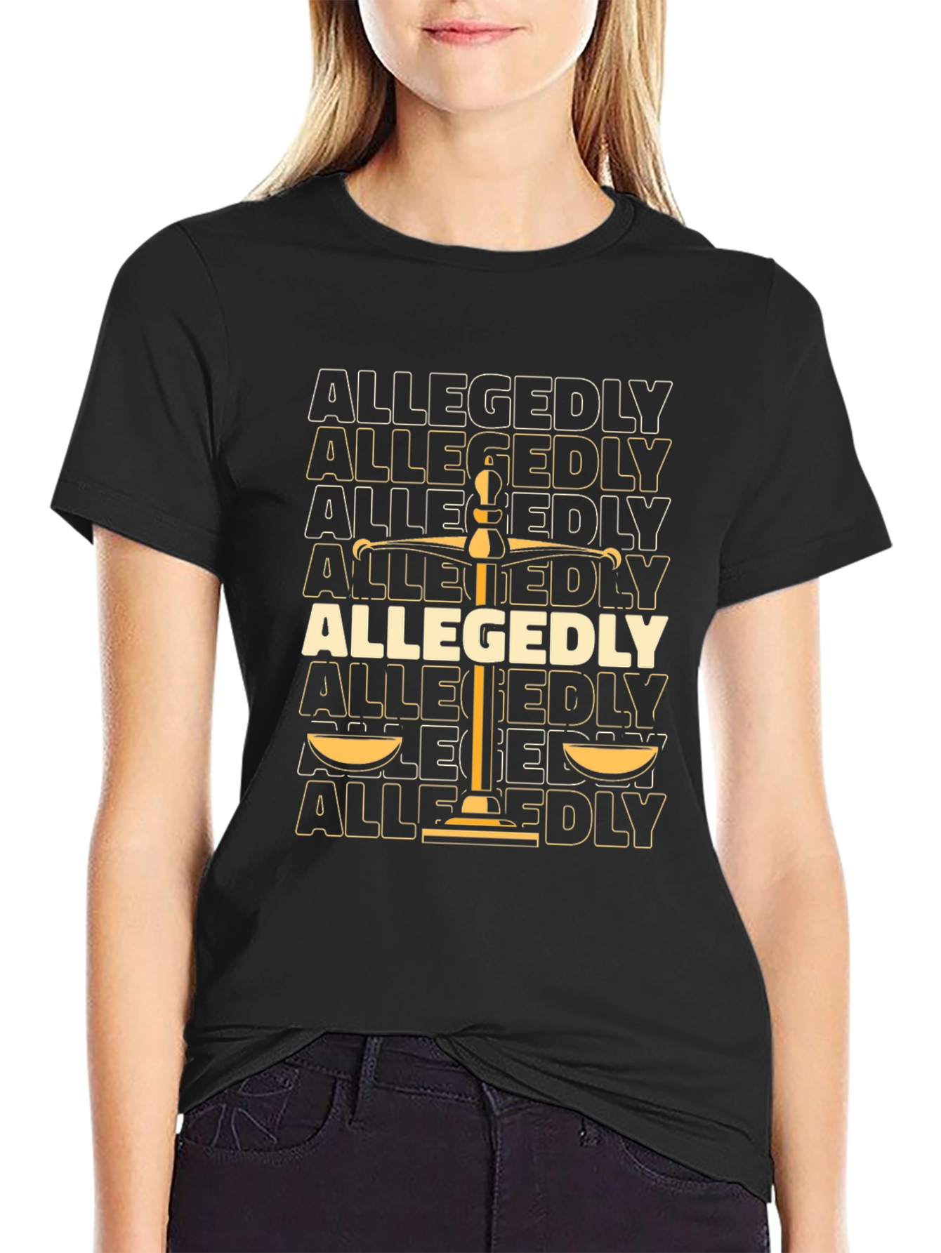 Allegedly Scales of Justice Graphic T-Shirt