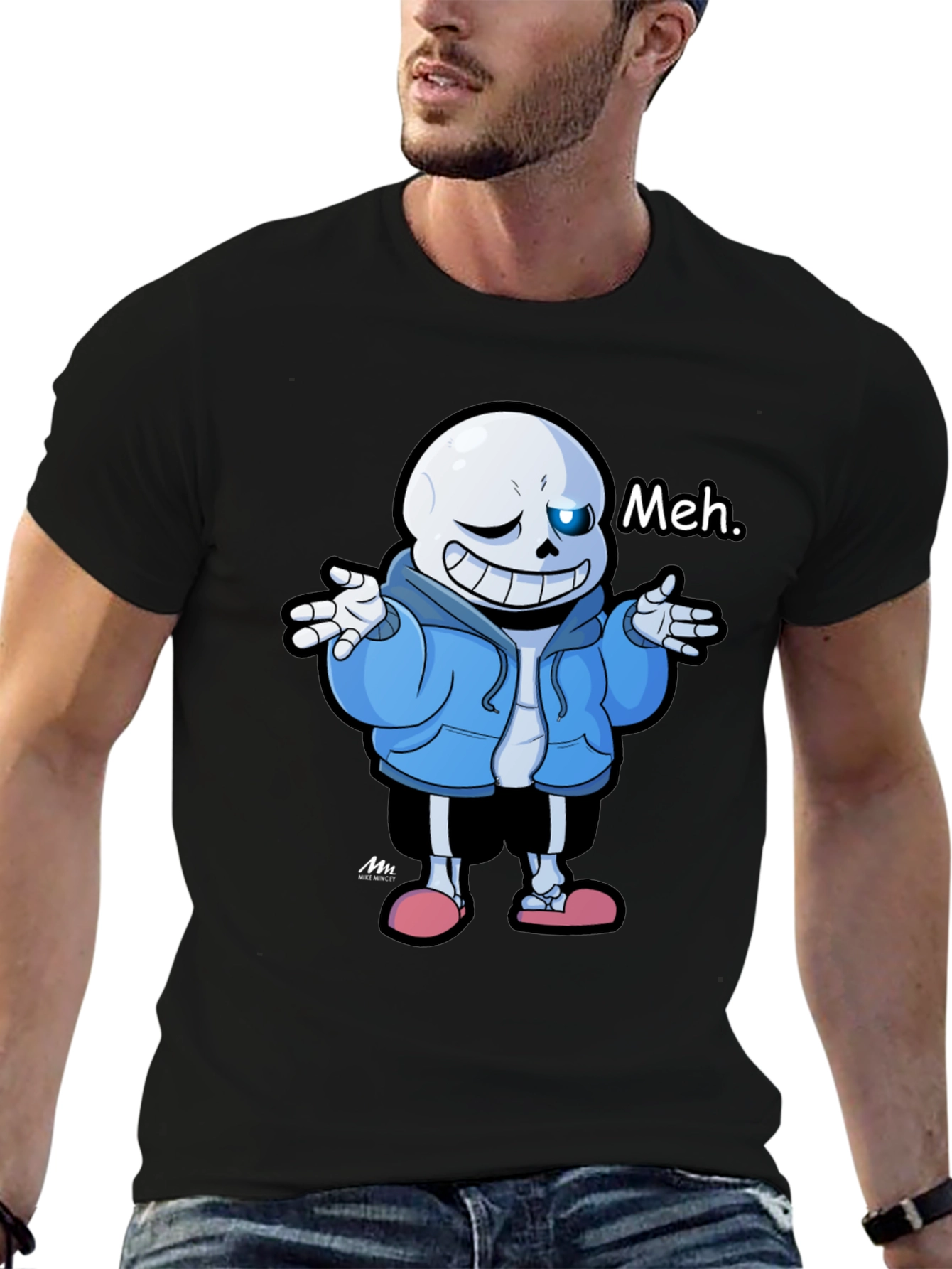 Sans Undertale Meh Black T-Shirt