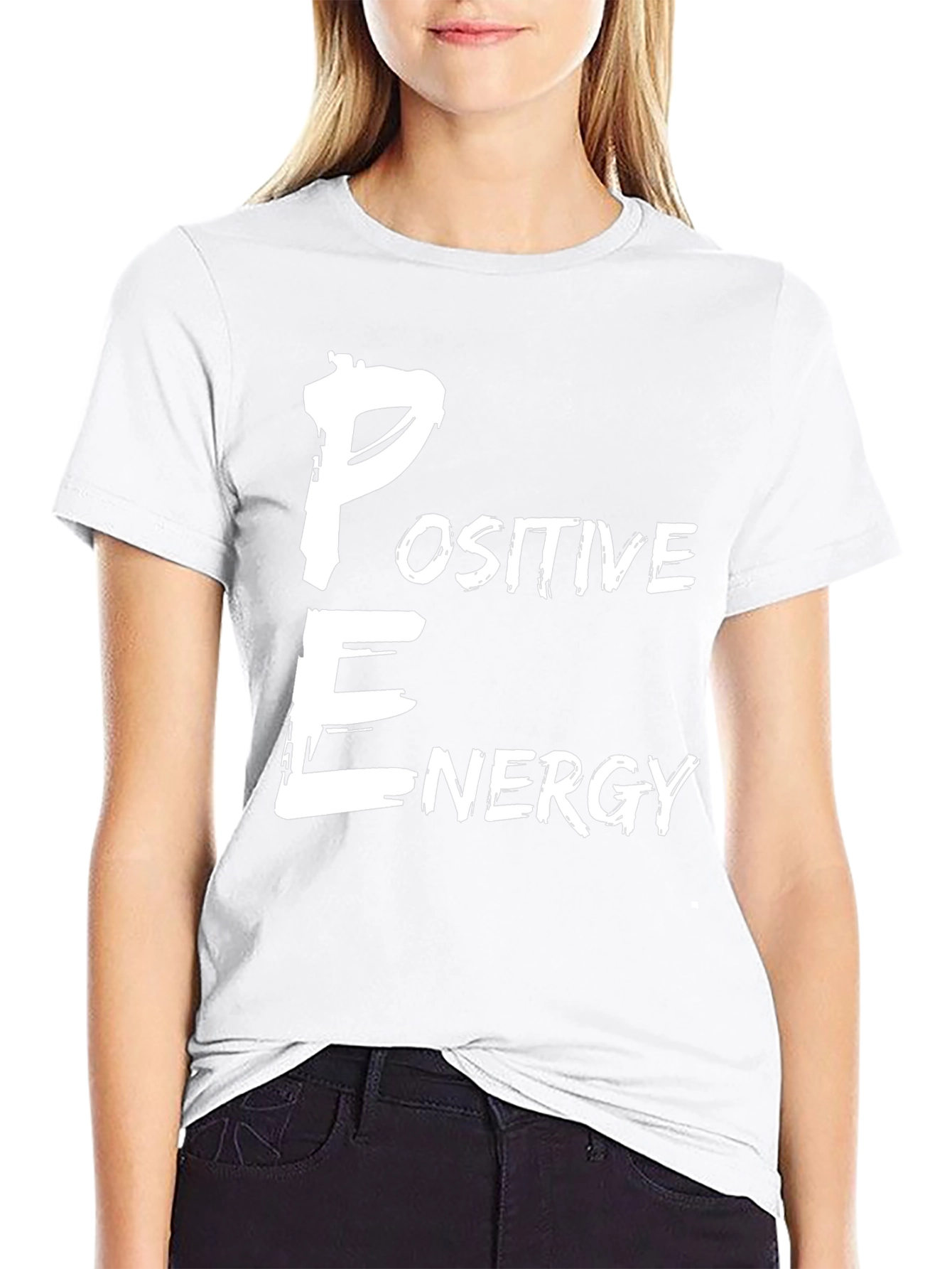 Positive Energy Graphic Print Black T-Shirt