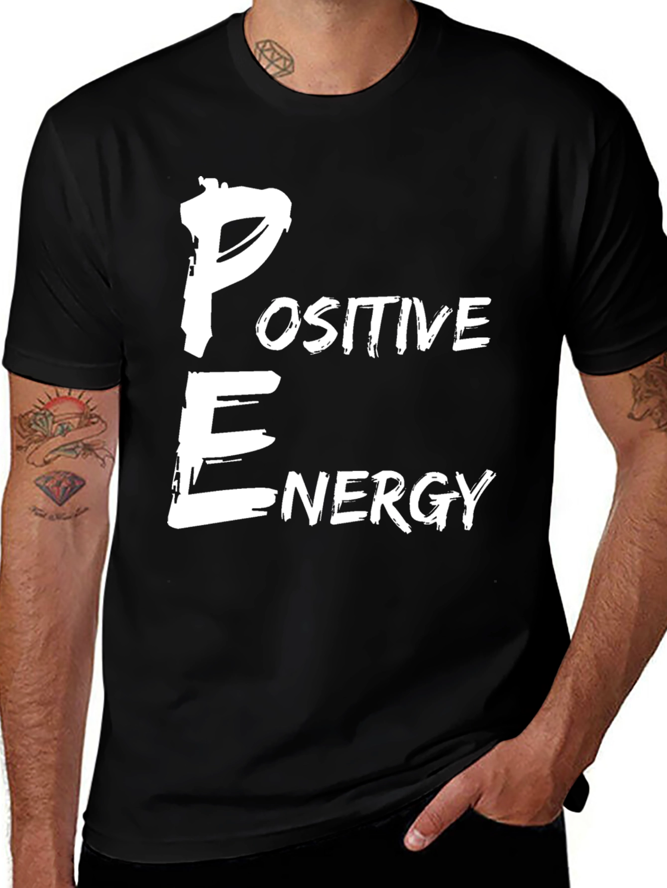 Positive Energy Graphic Print Black T-Shirt
