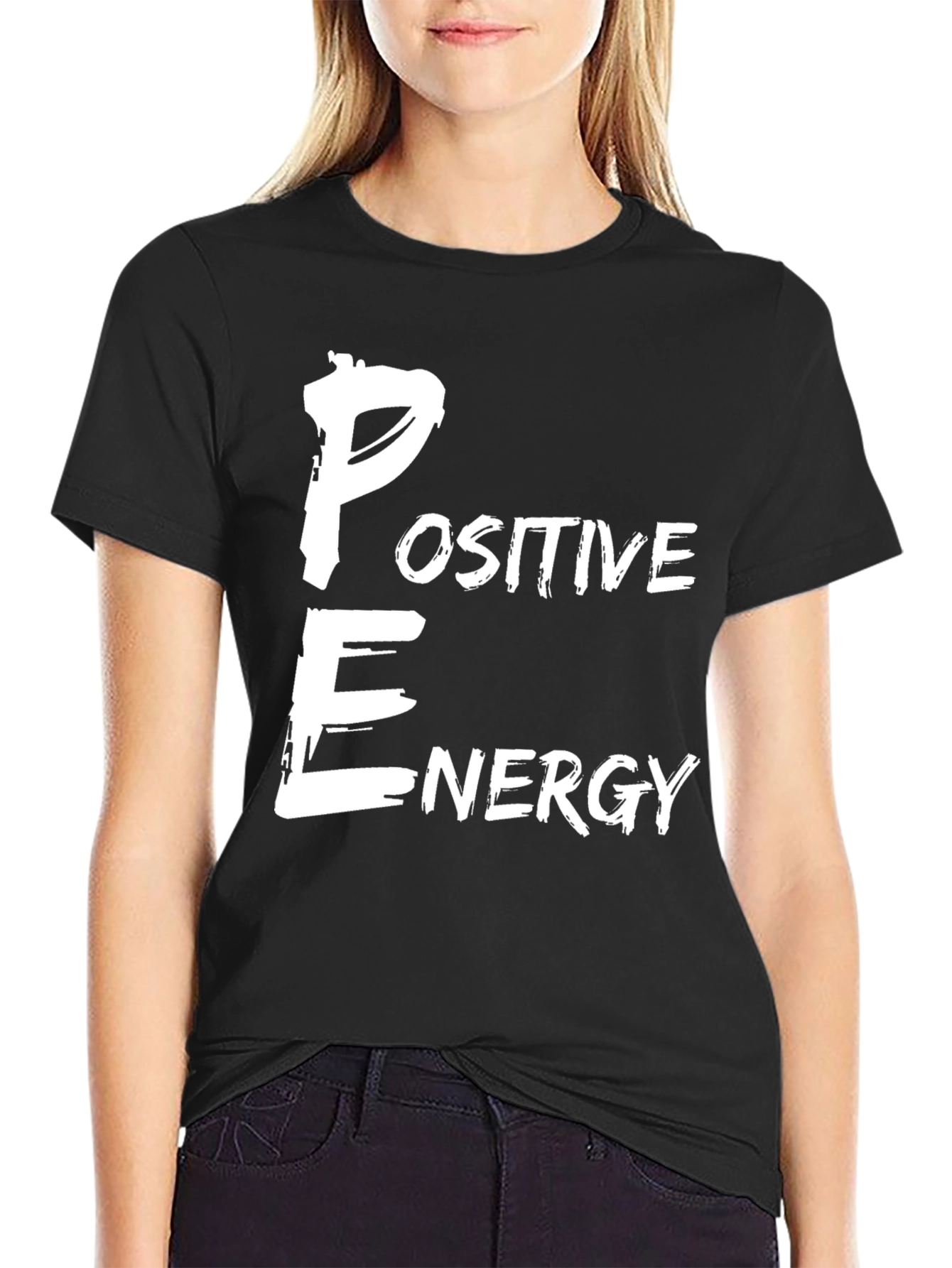 Positive Energy Graphic Print Black T-Shirt
