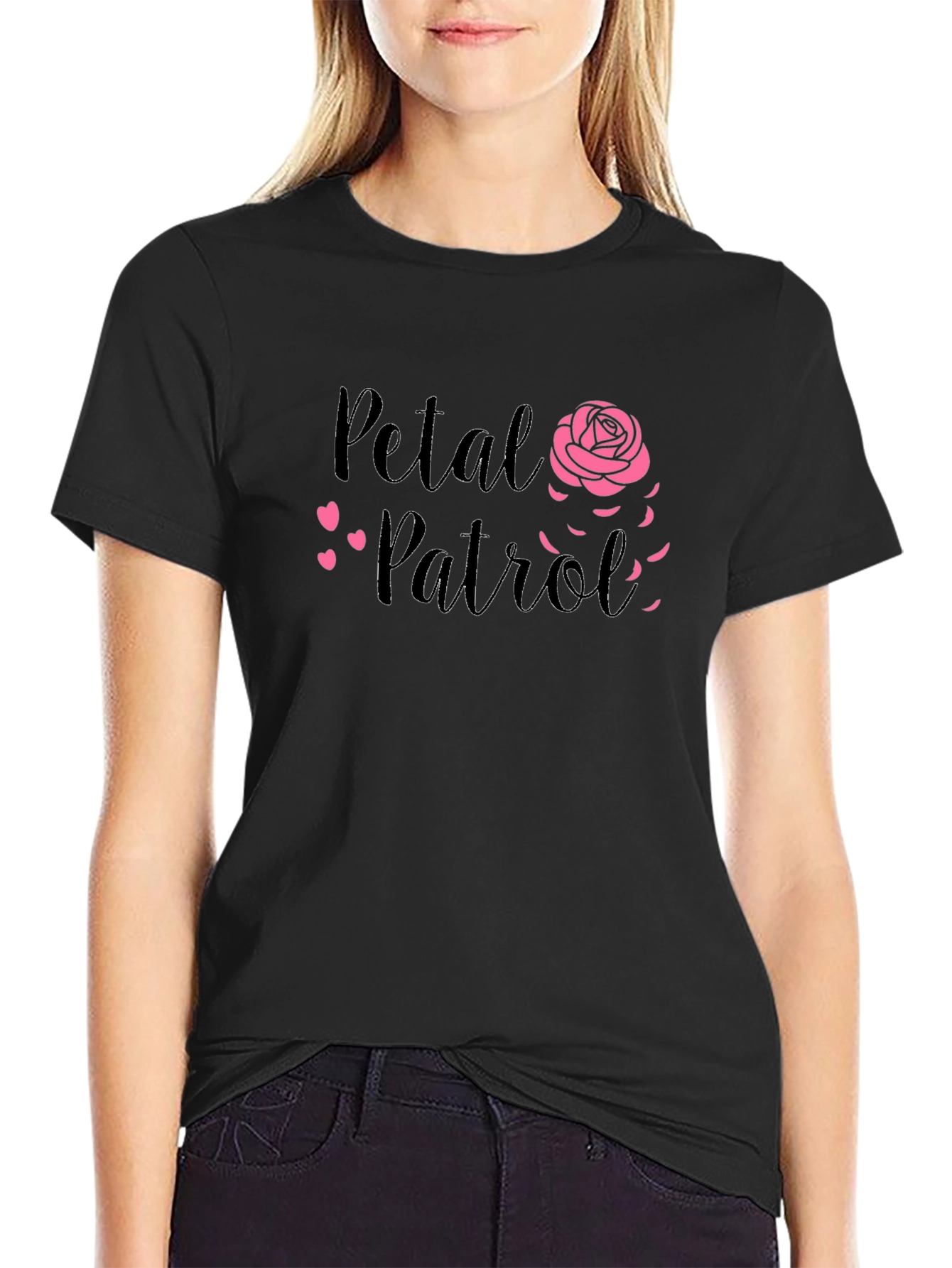 Petal Patrol Graphic Tee - Black Cotton T-Shirt