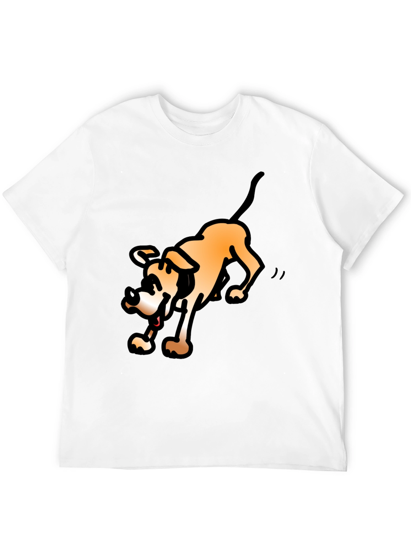 Cartoon Dog Graphic Tee - Black Cotton Blend