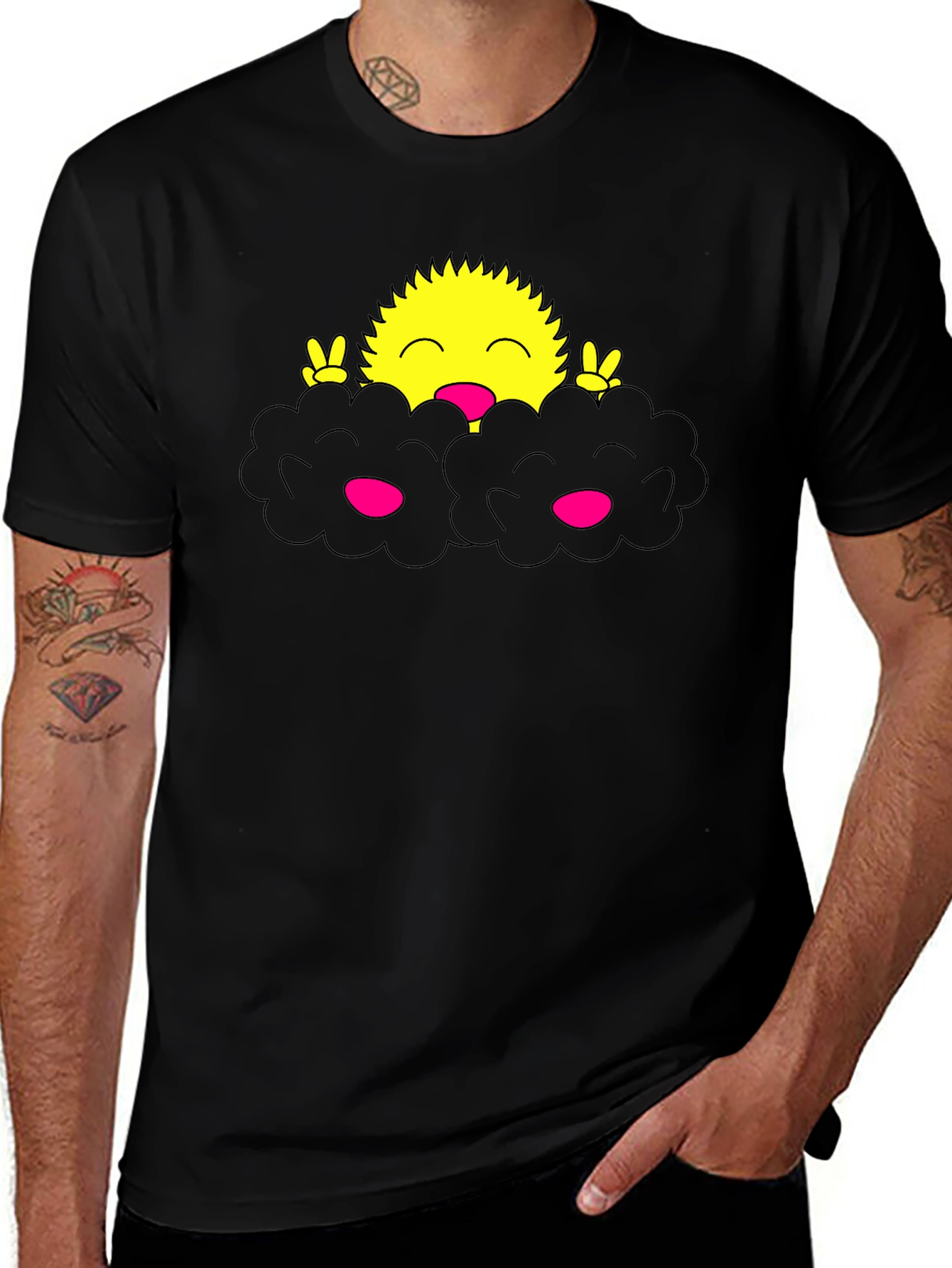 Smiling Sun Peeking From Clouds T-Shirt