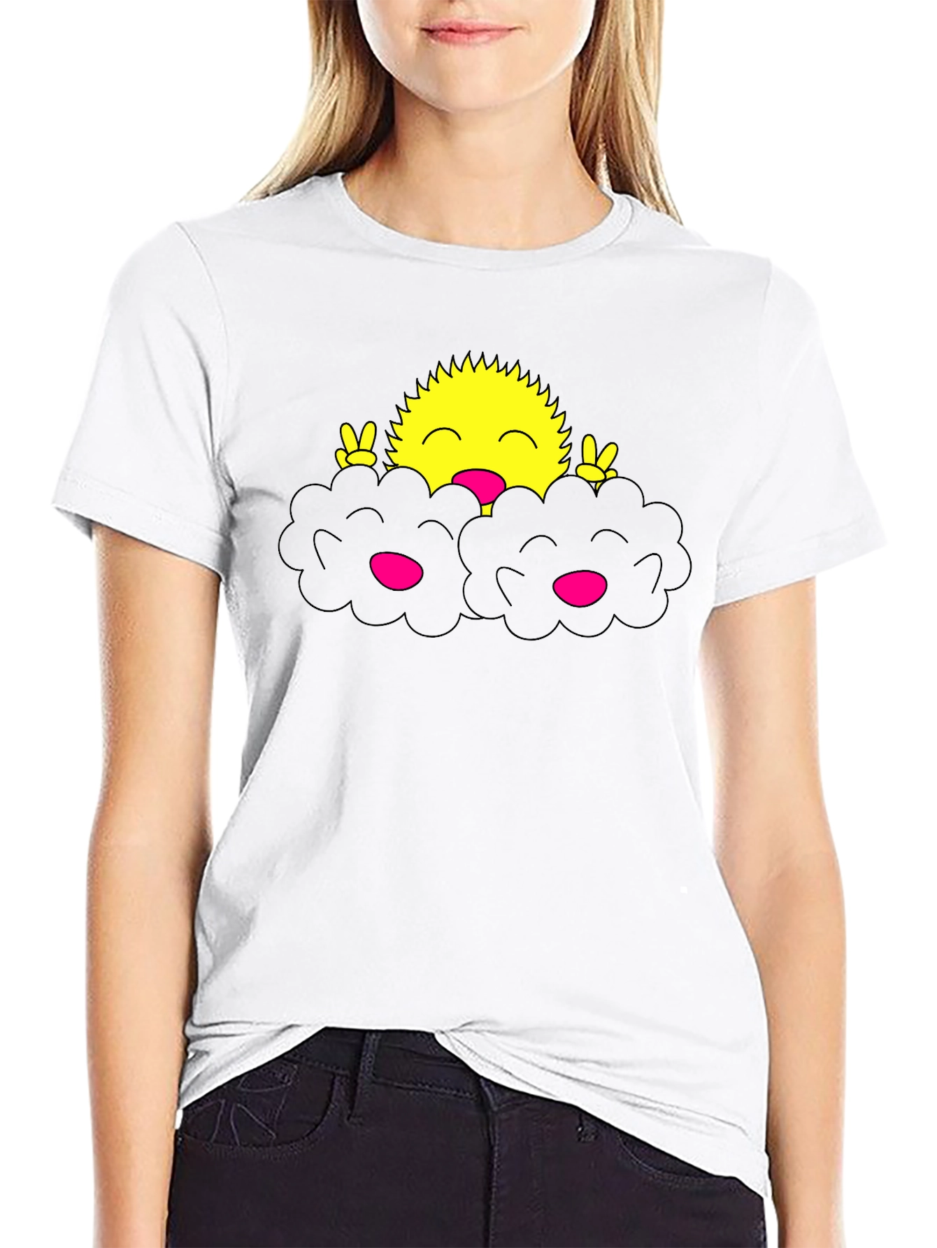 Smiling Sun Peeking From Clouds T-Shirt