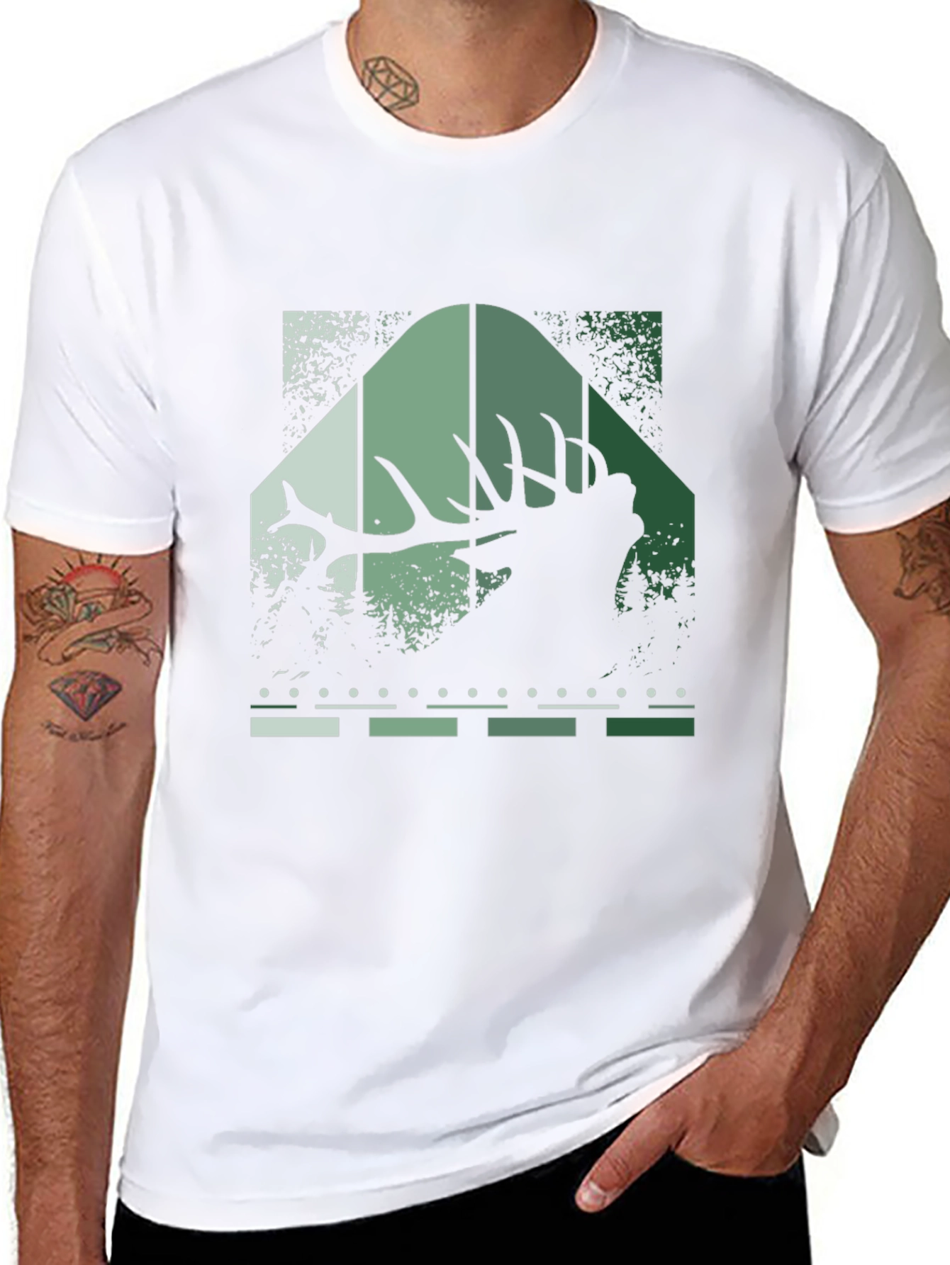Elk Silhouette Graphic Print Tee - Nature Inspired Style