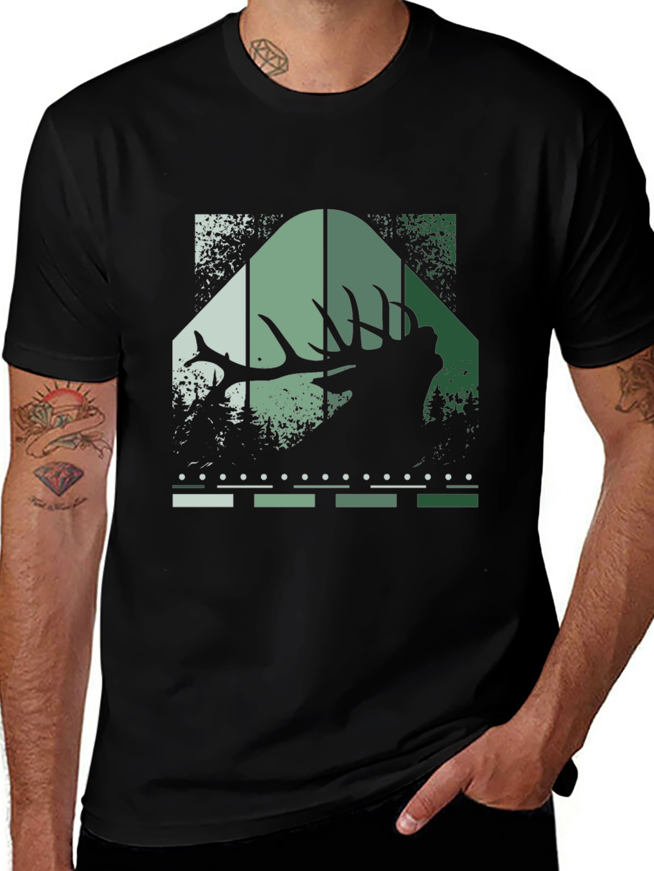 Elk Silhouette Graphic Print Tee - Nature Inspired Style