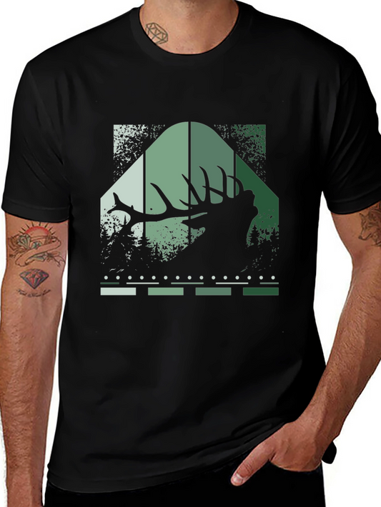 Elk Silhouette Graphic Print Tee - Nature Inspired Style