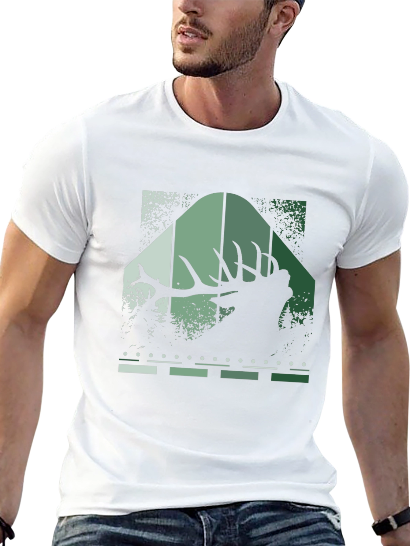 Elk Silhouette Graphic Print Tee - Nature Inspired Style