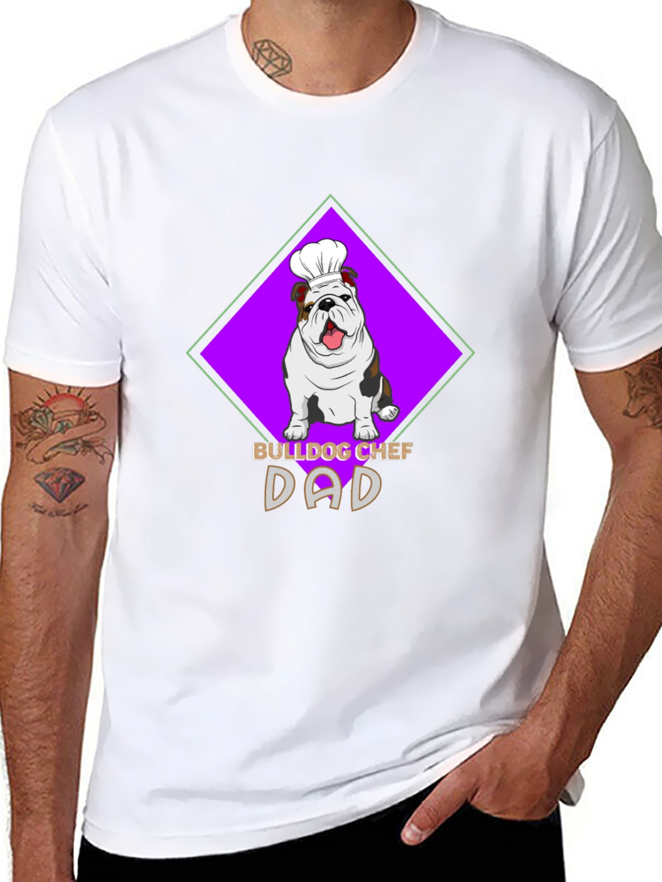 Bulldog Chef Dad Black T-Shirt