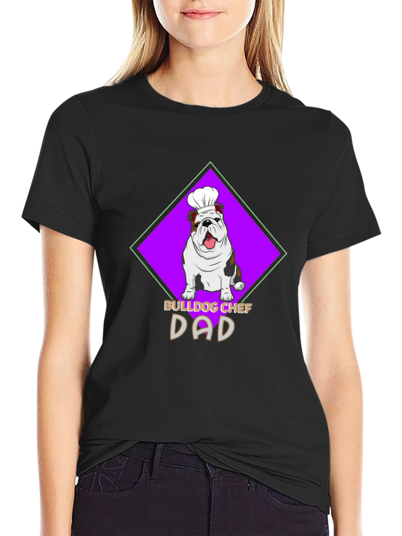 Bulldog Chef Dad Black T-Shirt